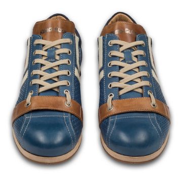 Kamo-Gutsu Leder Sneaker royal / jeans blau mit braun und weiß (TIFO-030 royal) Sneaker Handgefertigt in Italien