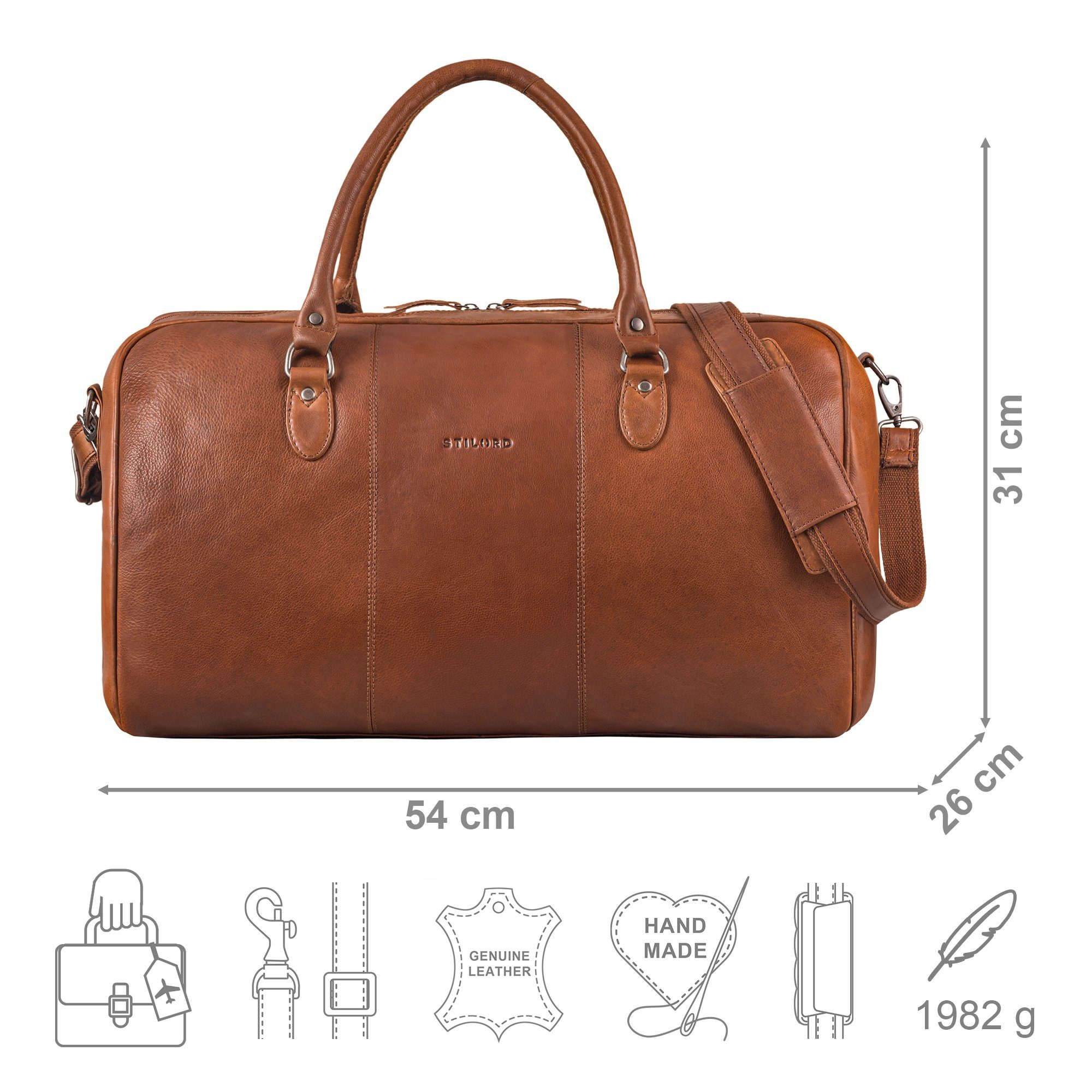STILORD Weekender "Jarvis" exklusive Leder Reisetasche für Damen und Herren