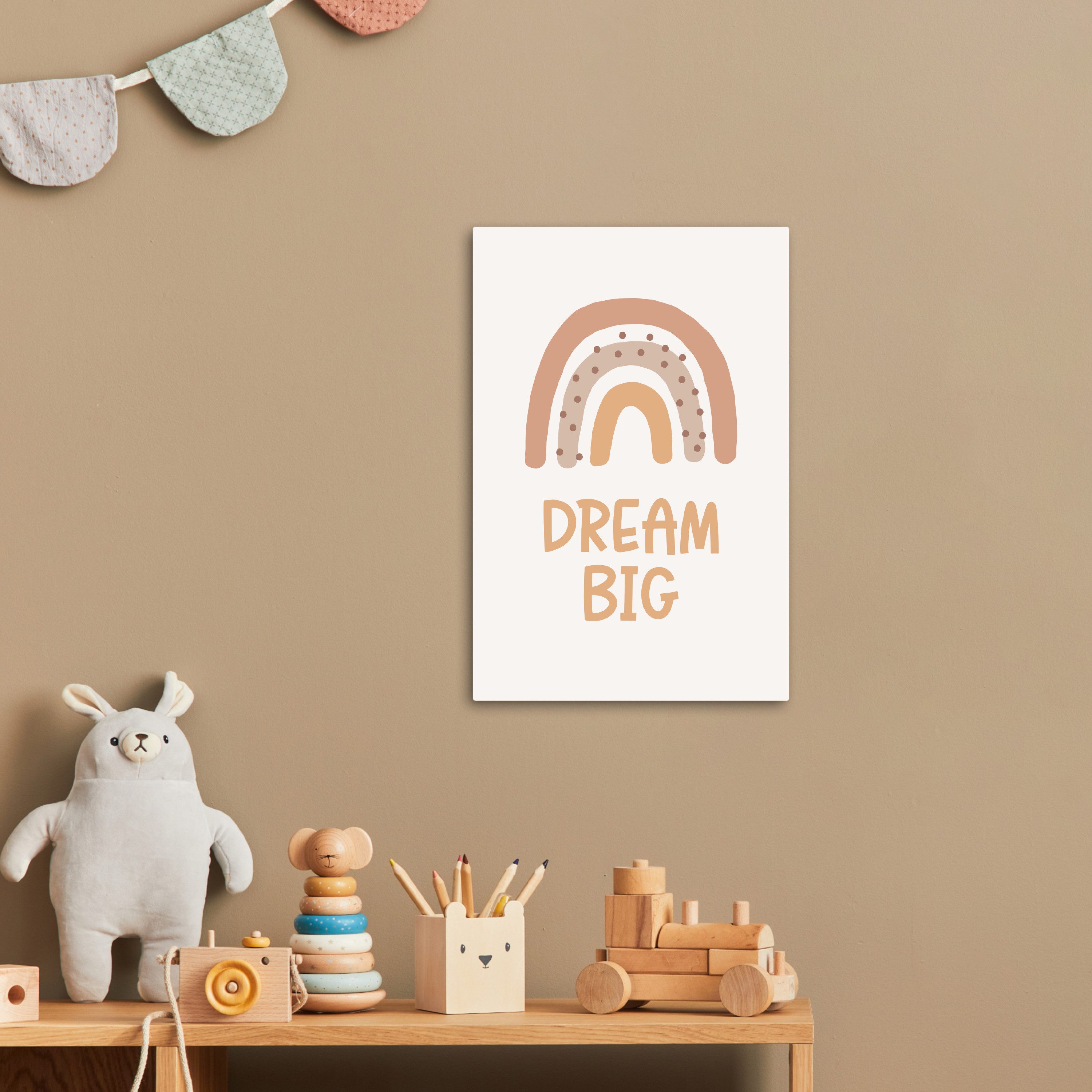 OneMillionCanvasses® Leinwandbild Kinder - Regenbogen - Pastell - Zitat - Dream Big, Fotodruck (1 St), Kinderzimmer Deko, Mädchen und Jungen Bilder 20x30 cm – Bild 2 von 5