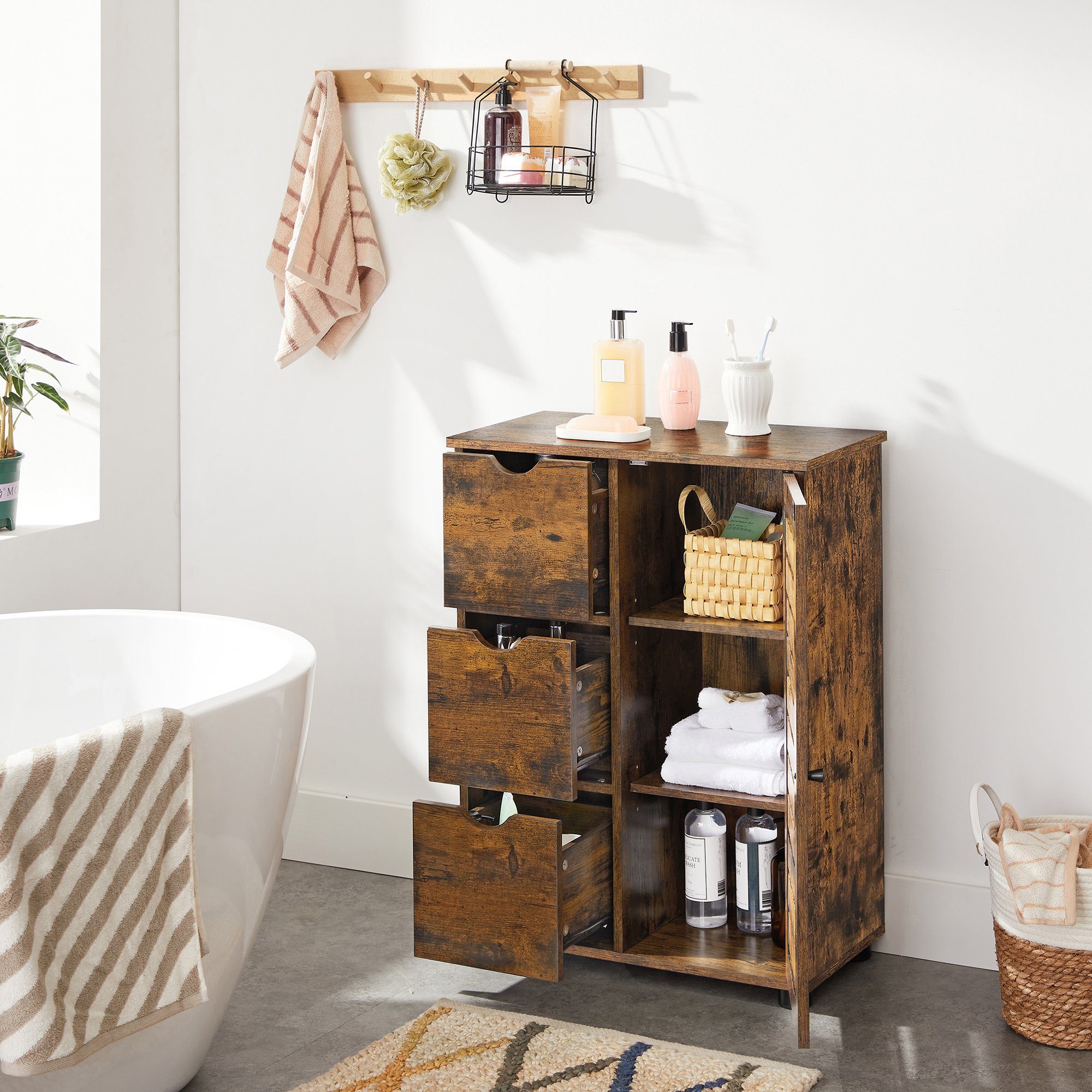 VASAGLE Badkommode Badezimmerschrank, 3 Schubladen