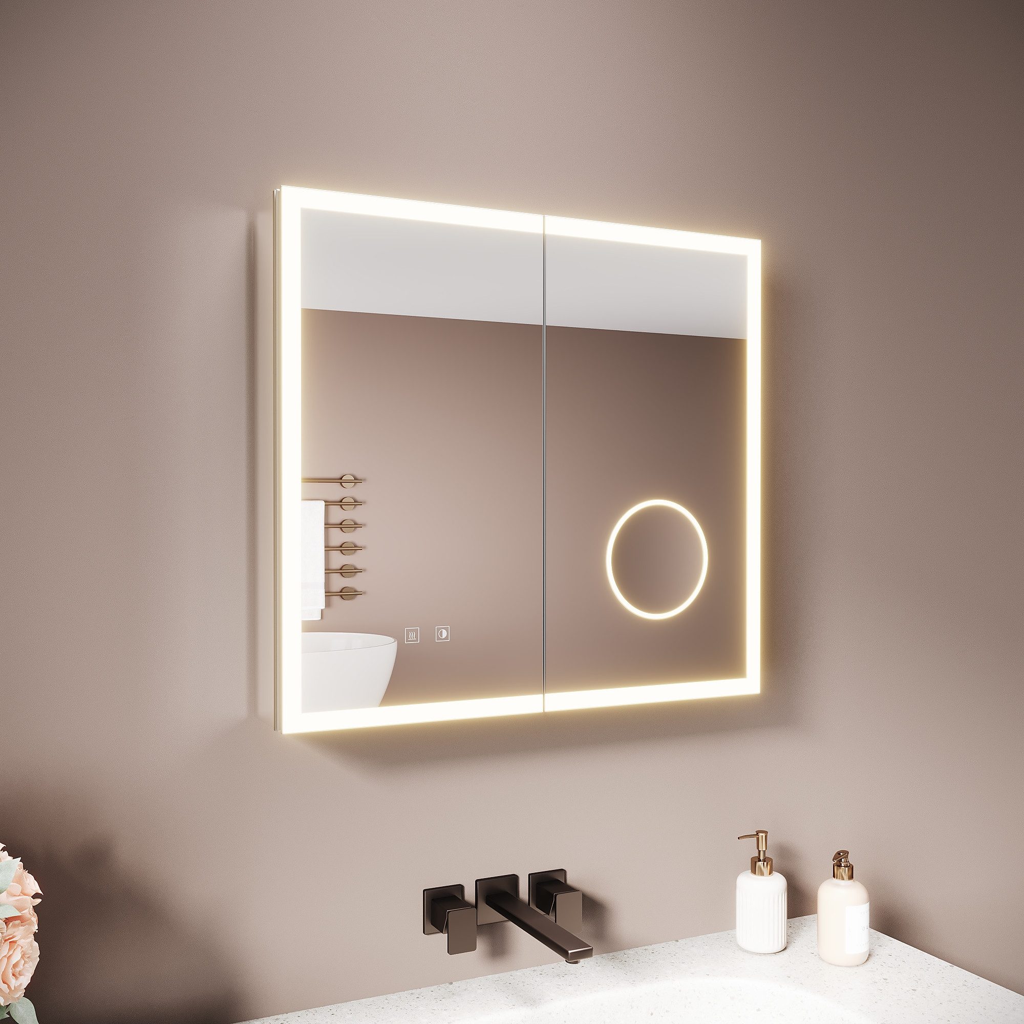 SONNI Spiegelschrank Spiegelschrank Badezimmerschrank mit Beleuchtung mit 3 günstig online kaufen