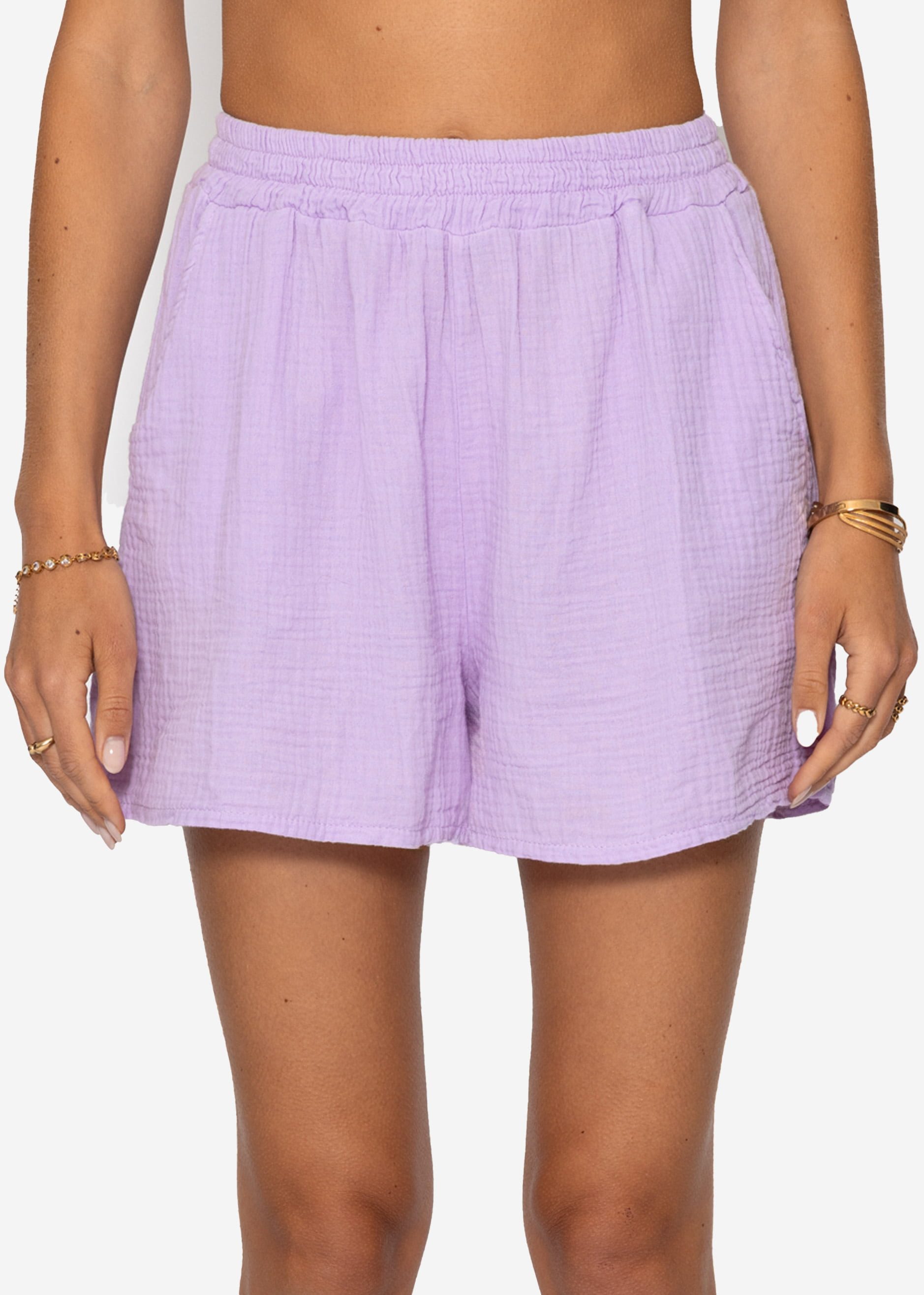 SASSYCLASSY Shorts High-Waist Musselin Shorts Damen aus Baumwolle Musselinh günstig online kaufen