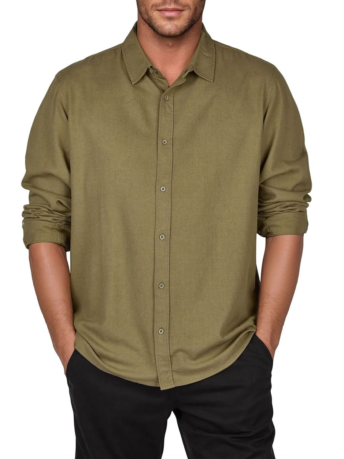 riverso Langarmhemd Herren Leinen Hemd RIVFabrizio Regular Fit (1-tlg)