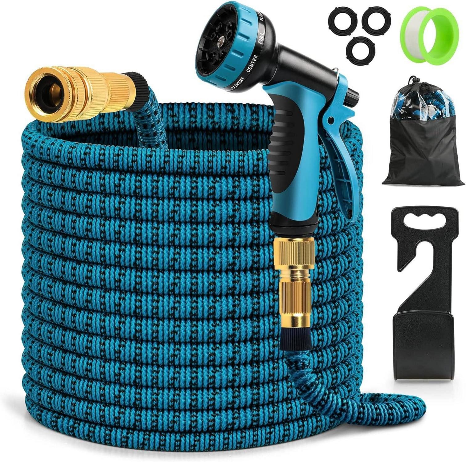 LuxusKollektion Gartenpflege-Set Gartenschlauch Flexibler Wasserschlauch 30 Meter mit 10 Funktionen