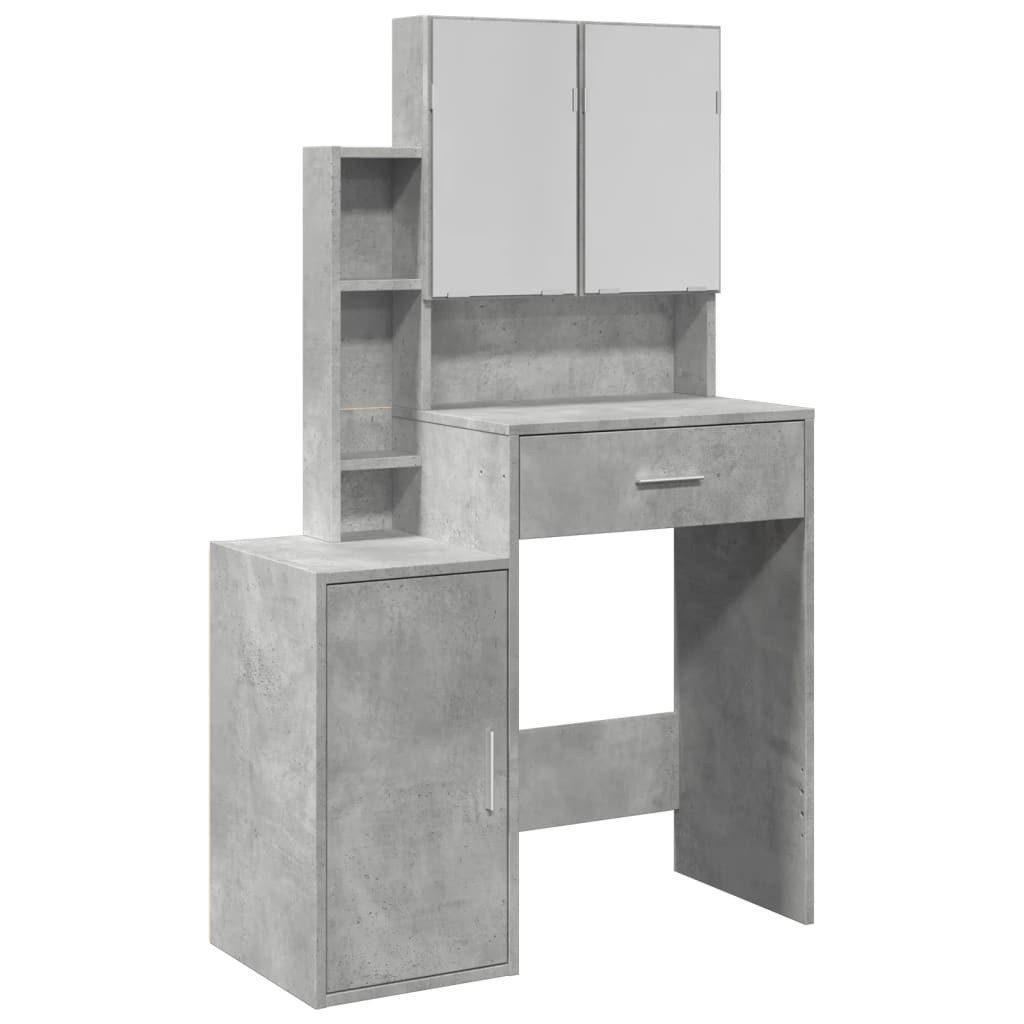 Schminktisch Schminktisch mit Schrank Betongrau 80x35x132 cm