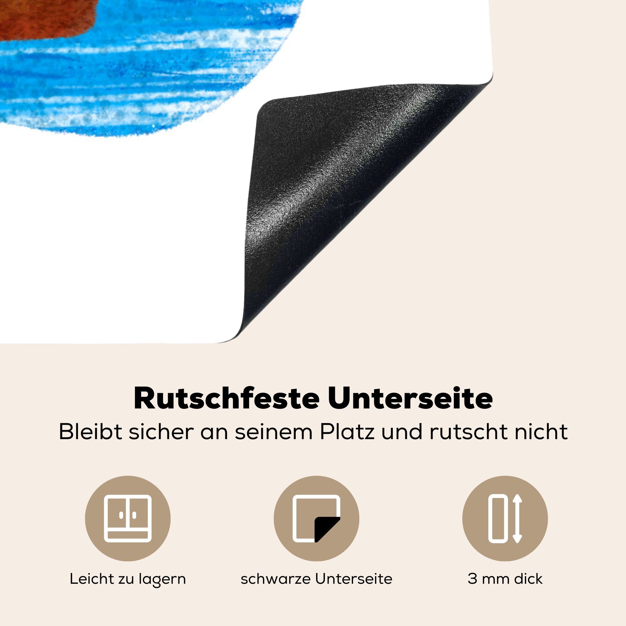 tlg), Vinyl, MuchoWow Ceranfeldabdeckung, Arbeitsplatte küche Herdblende-/Abdeckplatte cm, (1 Elefant - 78x78 Blumen für - Wasser,