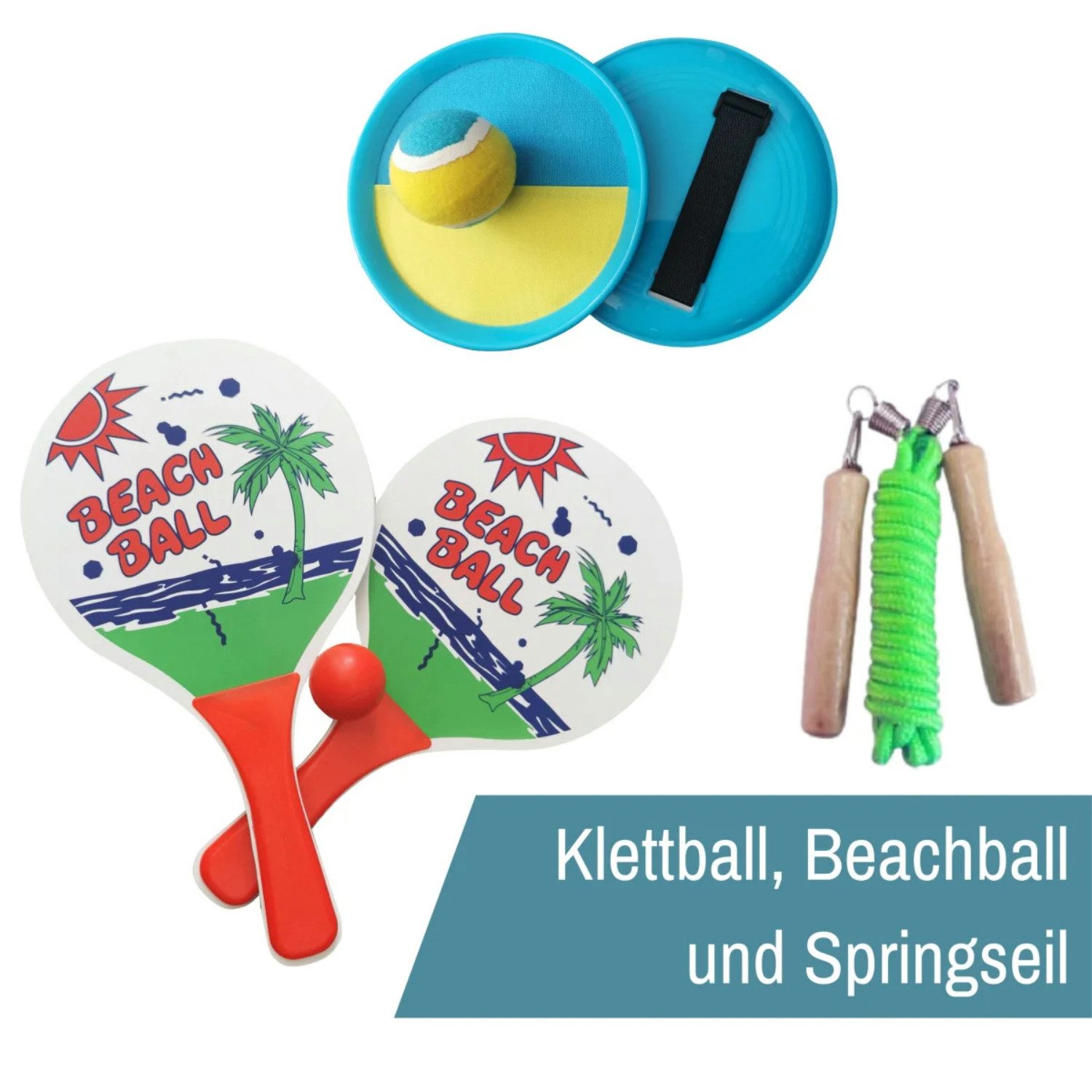 L.A. Sports Spiel Strandspiel-Set 6 in 1, Familienspiel/ Kinderspiel, inklusive Tragetasche