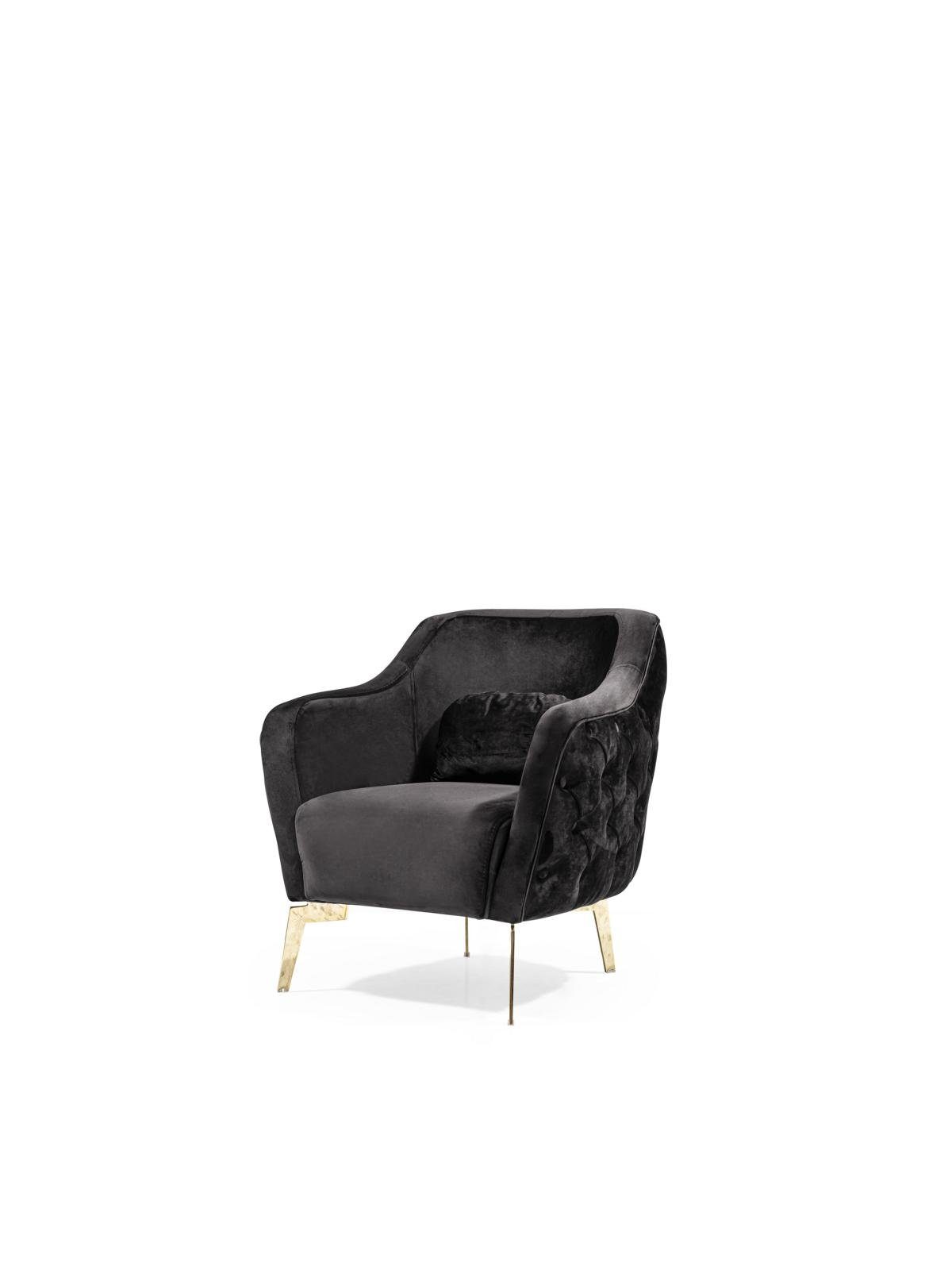 JVmoebel Sessel Sessel Polster Design Modern Sofas Textil Neu Luxus Schwarz
