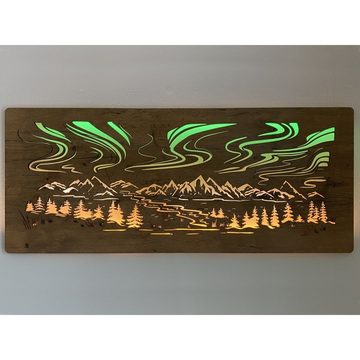 WohndesignPlus LED-Bild LED-Wandbild "Polarlicht" 120cm x 50cm mit 230V, Natur, DIMMBAR! Viele Größen und verschiedene Dekore sind möglich.