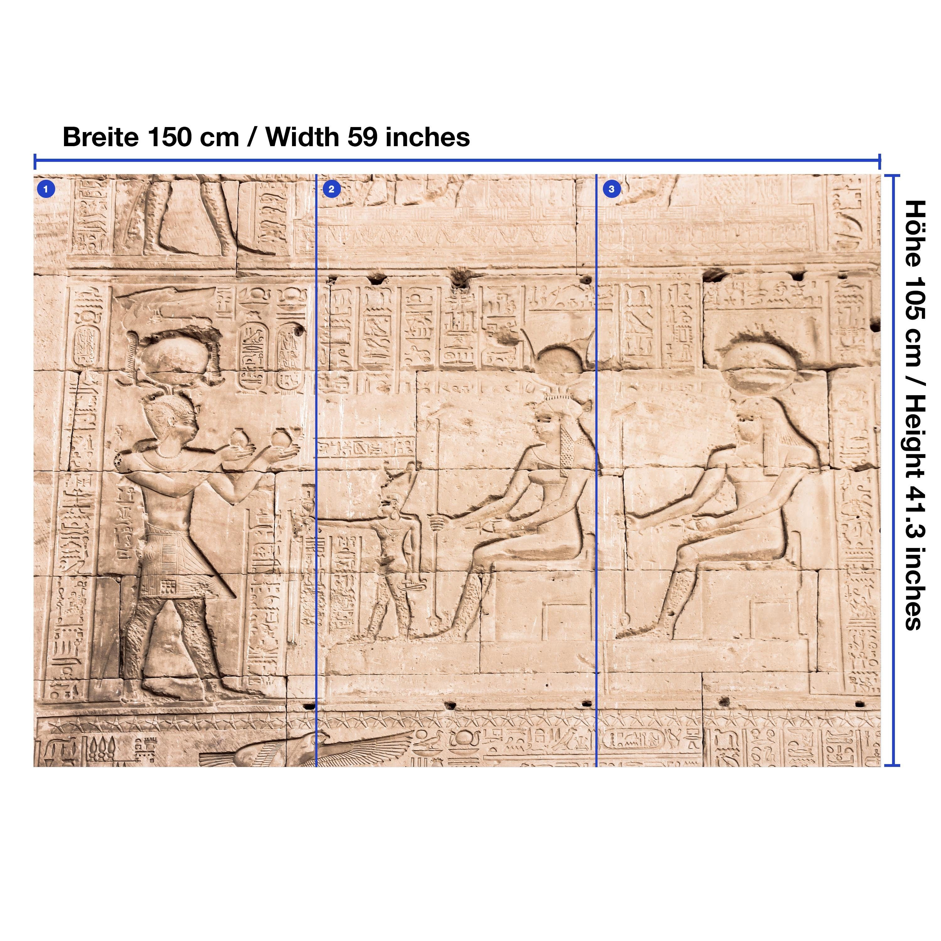 Hathor des glatt, Fototapete matt, Dendera, Motivtapete, Tempels bei von wandmotiv24 Vliestapete Mauer Wandtapete,