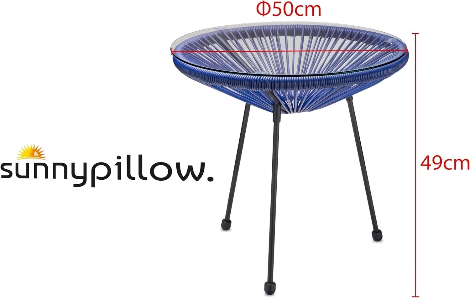 sunnypillow Gartenstuhl 2er Set Acapulco Gartenstühle mit Tisch, Blau