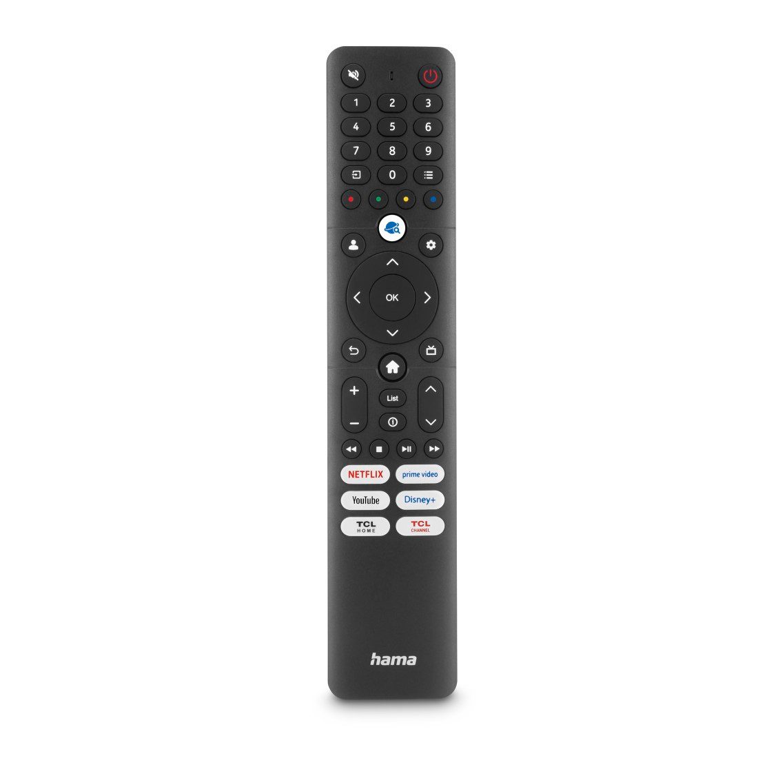 Hama TV-Ersatzfernbedienung für TCL-Fernseher mit Lernfunktion Universal-Fernbedienung (Lernmodus, 6 Streaming Tasten, Easy Mode, 10 m Reichweite)