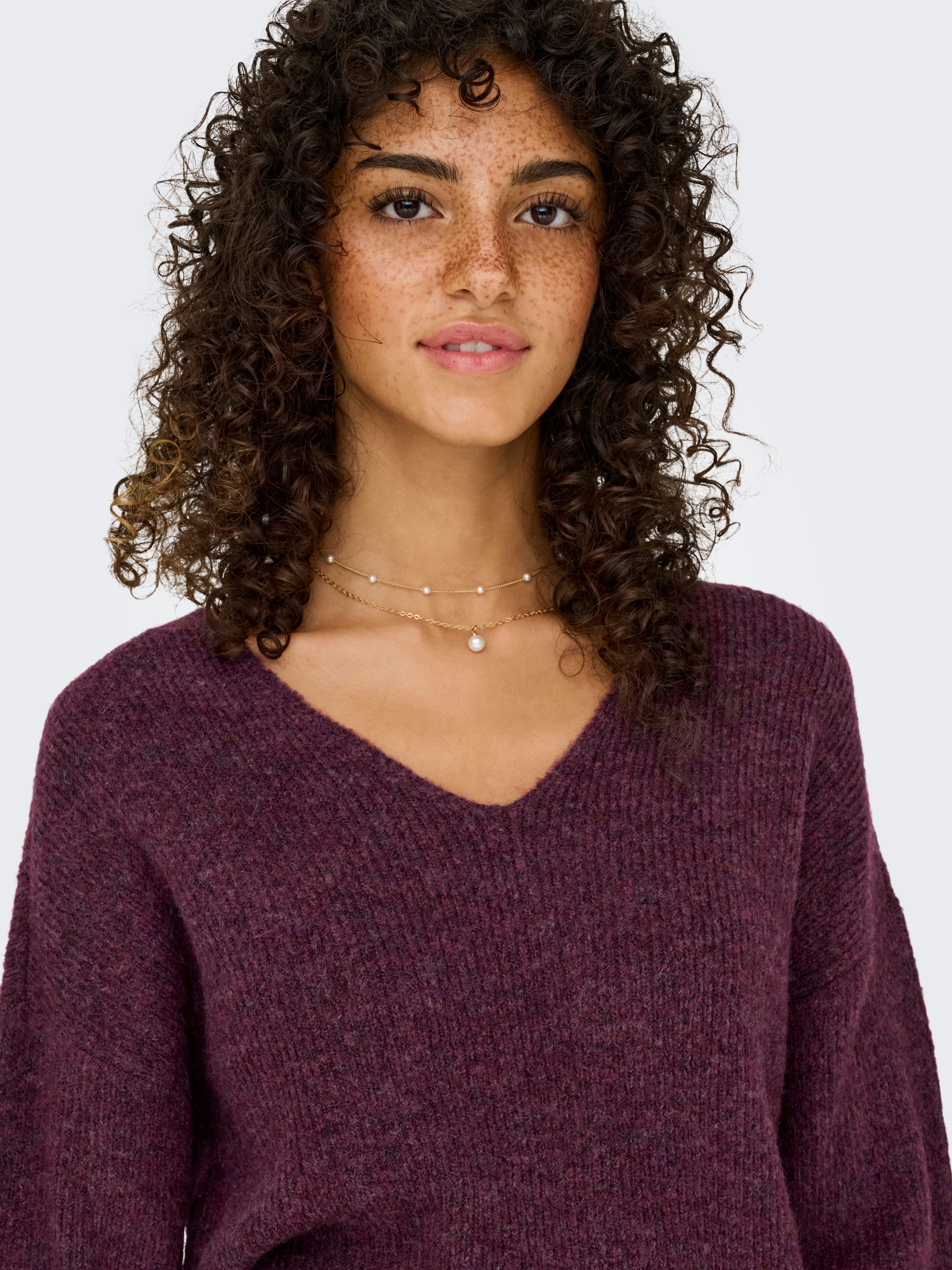 ONLY Strickpullover ONLCAMILLA V-NECK L/S PULLOVER KNT NOOS Materialmix, regular fit