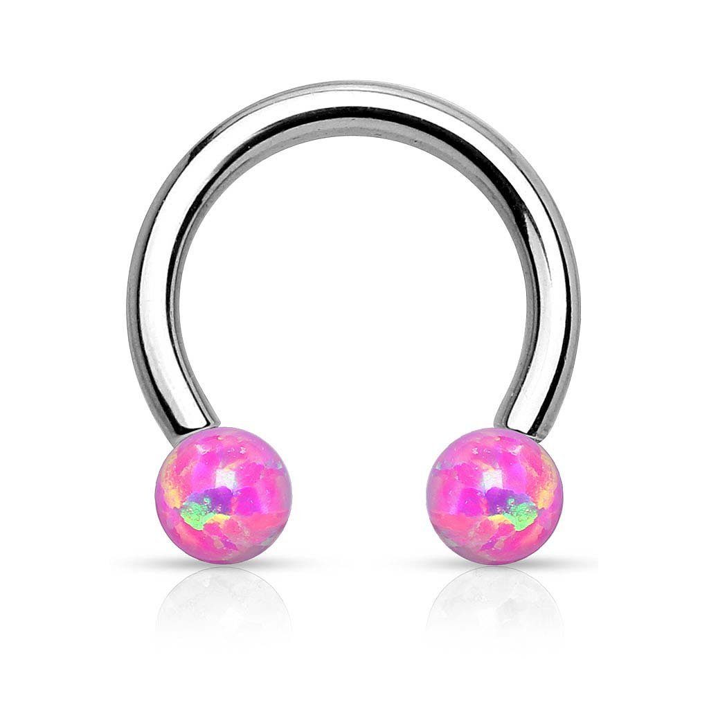 Hufeisen Septum Piercing-Set Opal Lippenpiercing Piercing Kugeln Taffstyle mit Pink Septum Hufeisen mit Kugeln, Opal