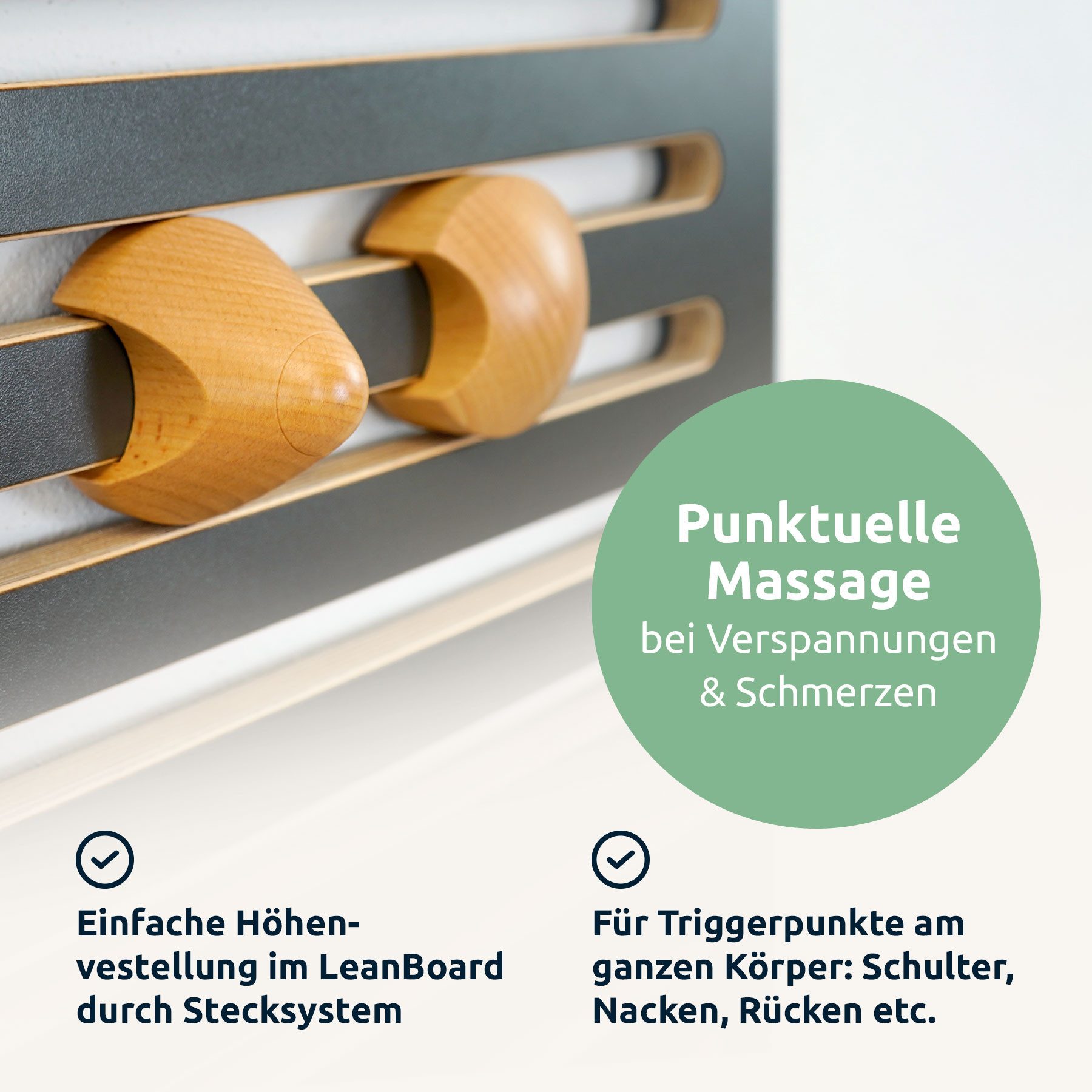 Max Fitness Massageroller Trigger Punkt Massage Faszienrolle Muskulatur Rücken Nacken Beine, Set, 2 Massagekugeln, Punkt- und Flächenmassage, rutschfest, nachhaltig, aus Holz oder Kork