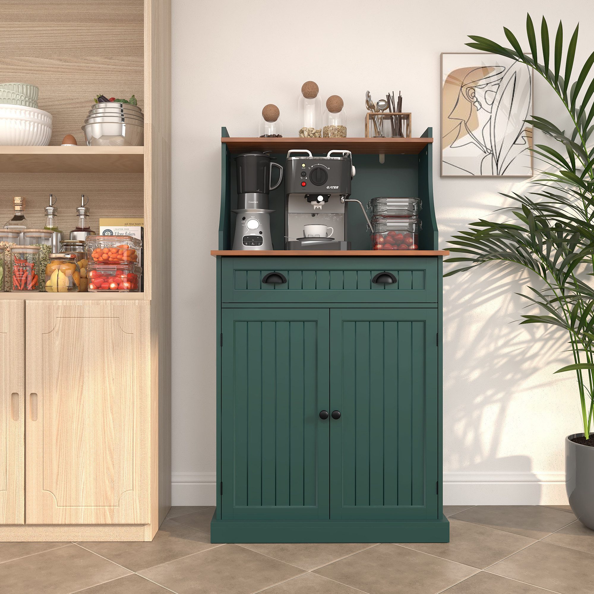 HOLTICO Küchenbuffet Küchenschrank Mehrzweckschrank mit Verstellbarem Regal (1-St) Schrank Freistehend für Küche, Wohnzimmer, Schlafzimmer