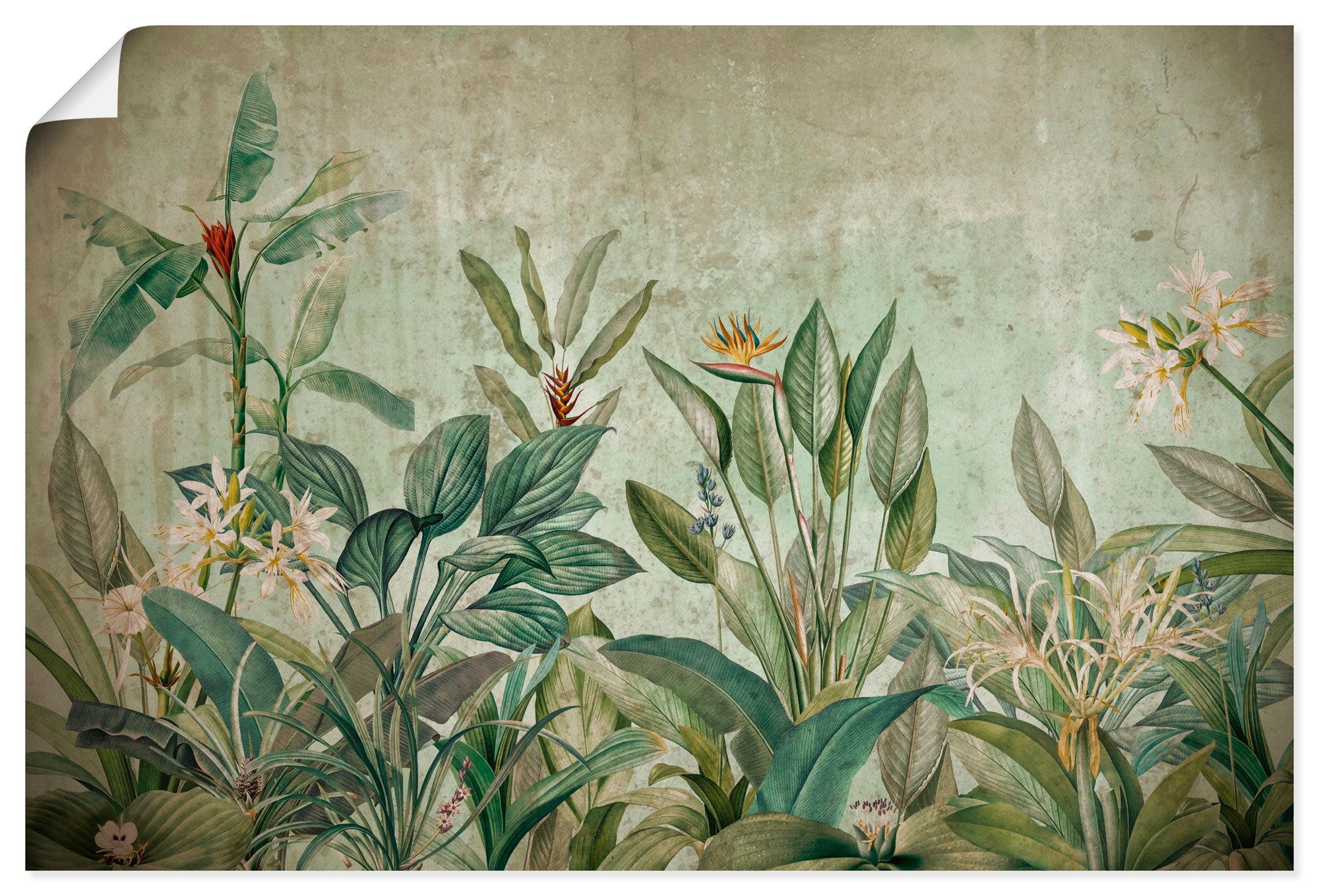 Artland Wandbild Exotische Dschungel Landschaft, Blumenwiese (1 St), als Alubild, Leinwandbild, Poster, Wandaufkleber in verschied. Größen