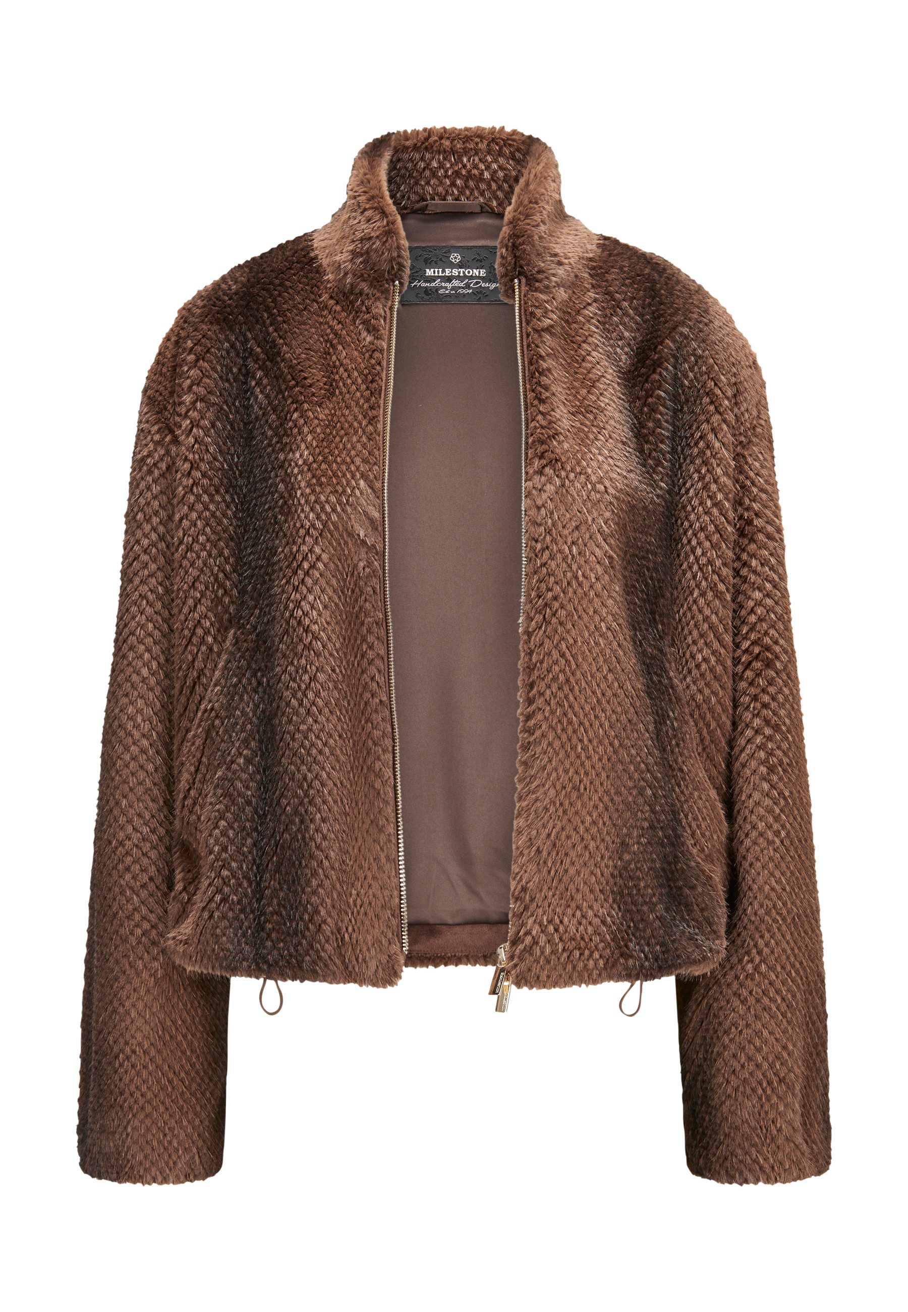 MILESTONE Fellimitatjacke MSAllegra Fedriger Kunstpelz mit Degradé-Farbverlauf & Satinfutter – Bild 2 von 5