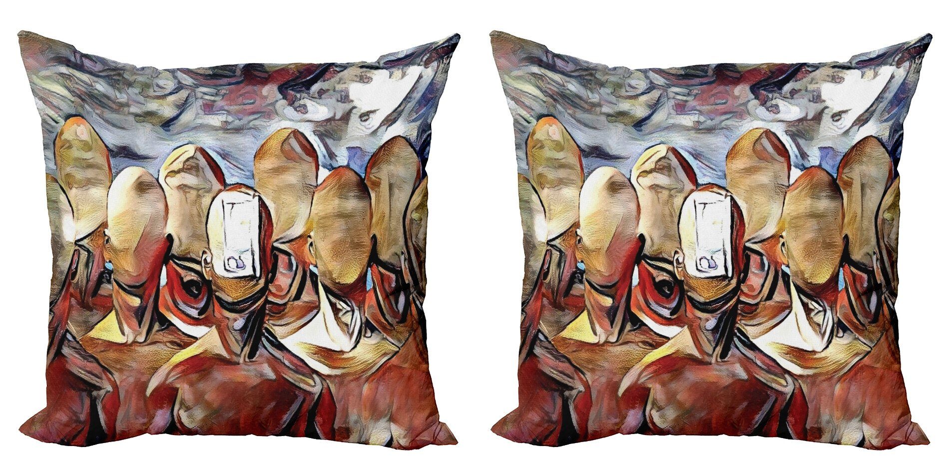Kissenbezüge Modern Accent Doppelseitiger Digitaldruck, Abstrakt Faceless Kunst (2 Surreal Men Stück), Abakuhaus