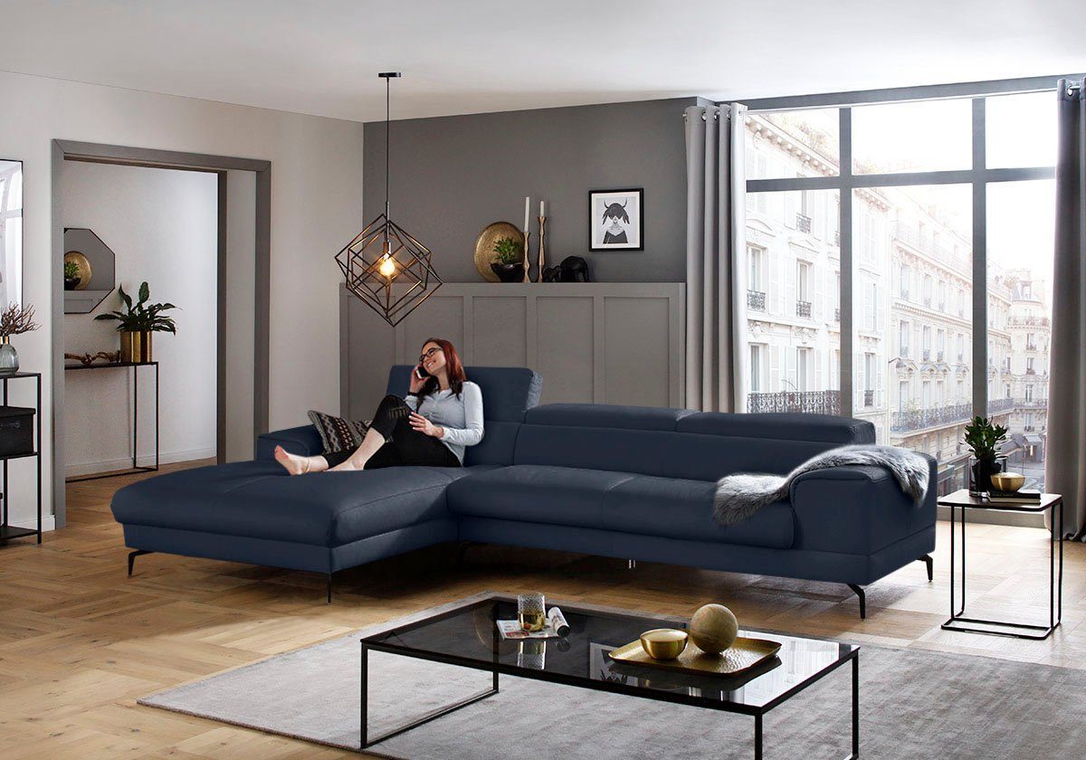 W.SCHILLIG Ecksofa piedroo, Designsofa mit tollem Sitzkomfort, bequem, L-Form, Kopfteilverstellung, wahlweise mit Sitztiefenverstellung, Breite 343cm
