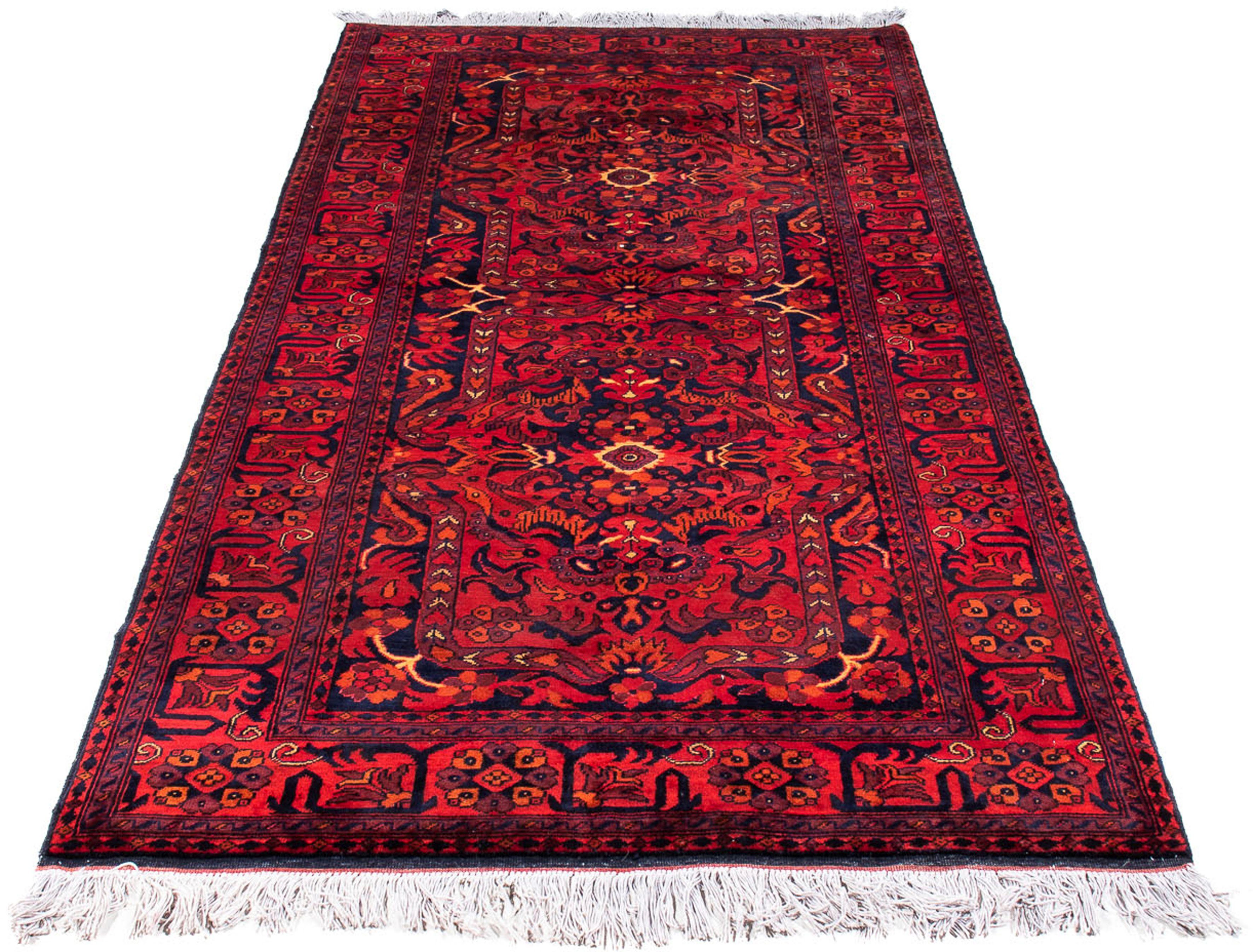 Orientteppich Afghan - Kunduz - 203 x 102 cm - dunkelrot, morgenland, rechteckig, Höhe: 7 mm, Wohnzimmer, Handgeknüpft, Einzelstück mit Zertifikat