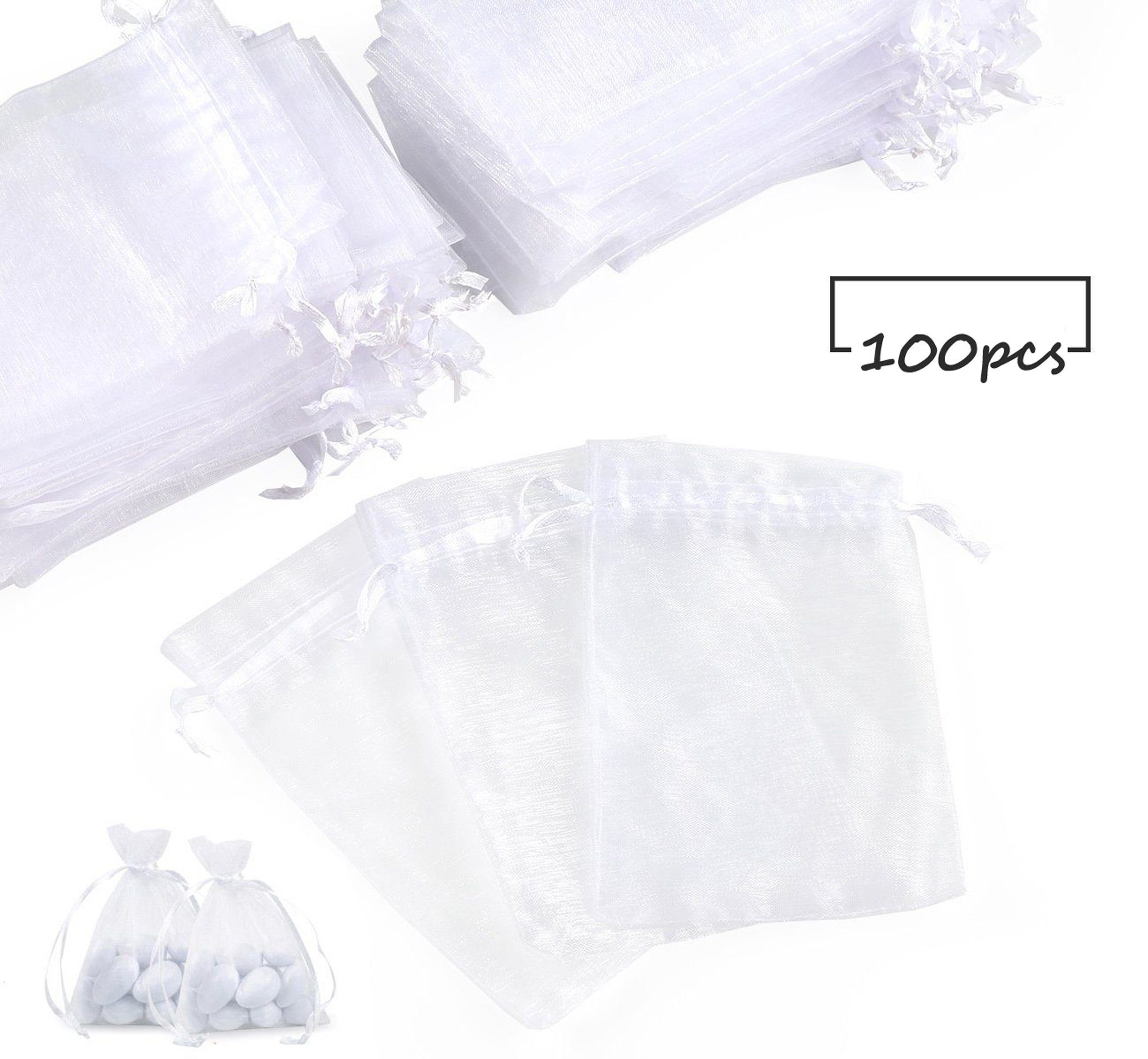 Coonoor Kalender zum Selbstbasteln 100 Stück Organzabeutel Organzasäckchen Säckli Beutel, Für Festival Party Hochzeit Beutel