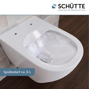 Schütte Tiefspül-WC TASSONI BOWL, wandhängend, Abgang waagerecht, spülrandlos, pflegeleicht