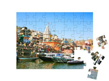 puzzleYOU Puzzle Prayag Ghat am Ganges in Varanasi, Indien, 48 Puzzleteile, puzzleYOU-Kollektionen Indien, Aus aller Welt