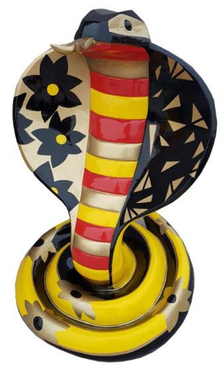 Skulptur Designer Dekofigur Cobra Schlange Bunt H. 90 cm - Wohnzimmer Deko Skulptur - Gartendeko Skulptur - Wetterbeständige Tierfigur