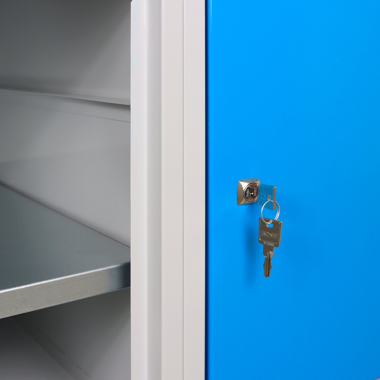 Regalteil, PROREGAL® Werkbank mit Grau/Blau Tür + + Rhino Lichtblau Ablagefläche 1 Werkbank