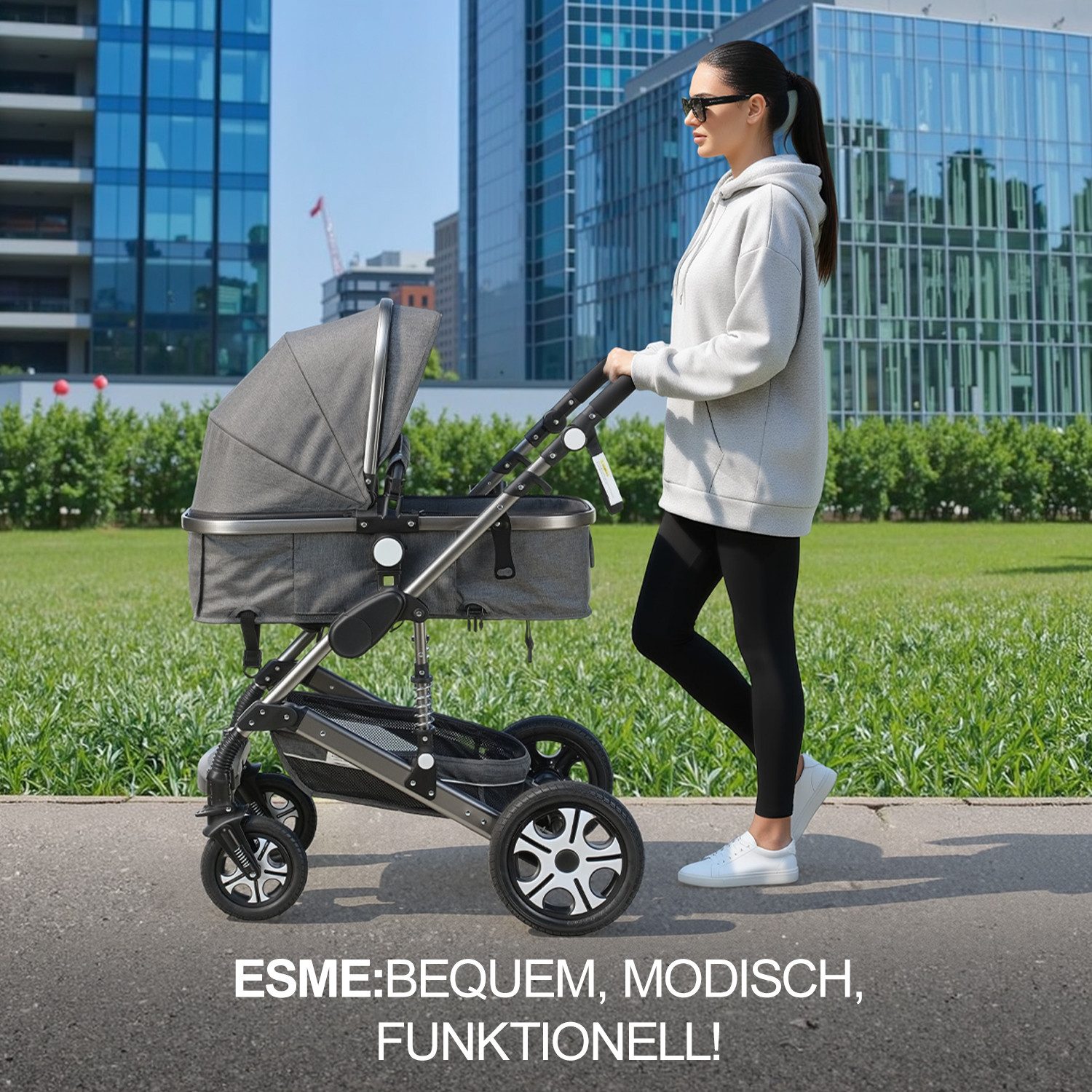 oyajia Kombi-Kinderwagen Babyschale Baby Buggy Babywanne 3in1 Set