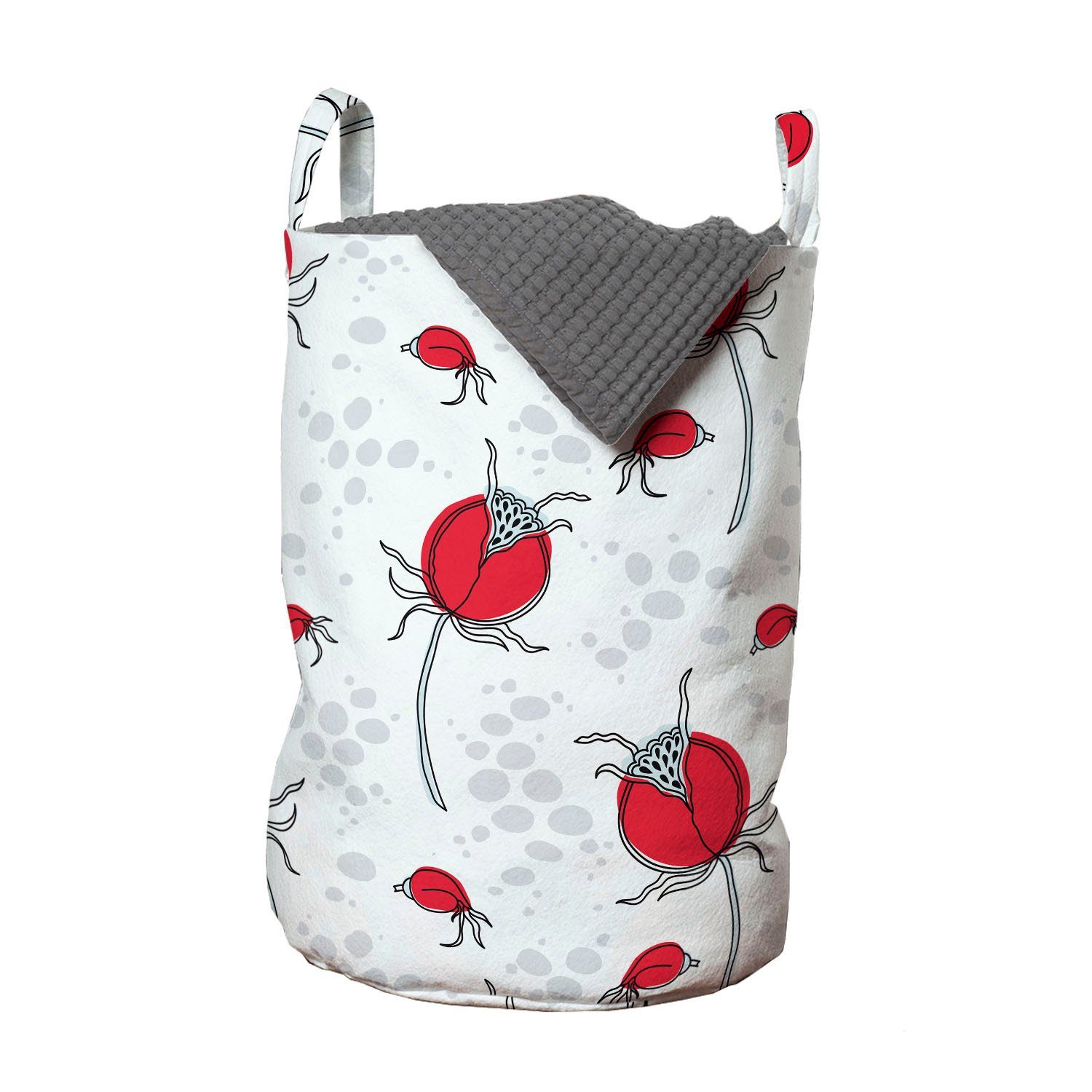 Abakuhaus Wäschesäckchen Wäschekorb mit Griffen Kordelzugverschluss für Waschsalons, Blumen Doodle Stil inspiriert Rose