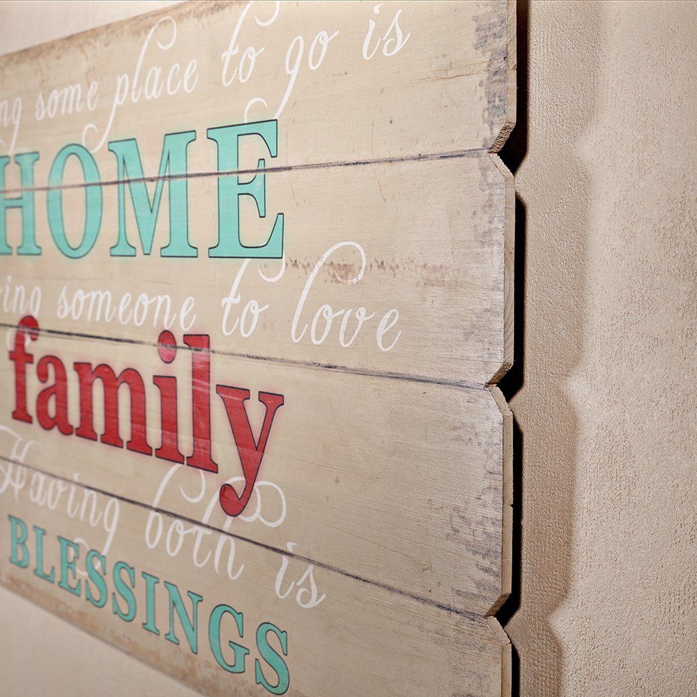 Mucola Holzbild Holzbild 100x50cm Familiy Deko Wandbild Wandschild Holzschild Vintage, Family (Stück, 1 St), Shabby Look