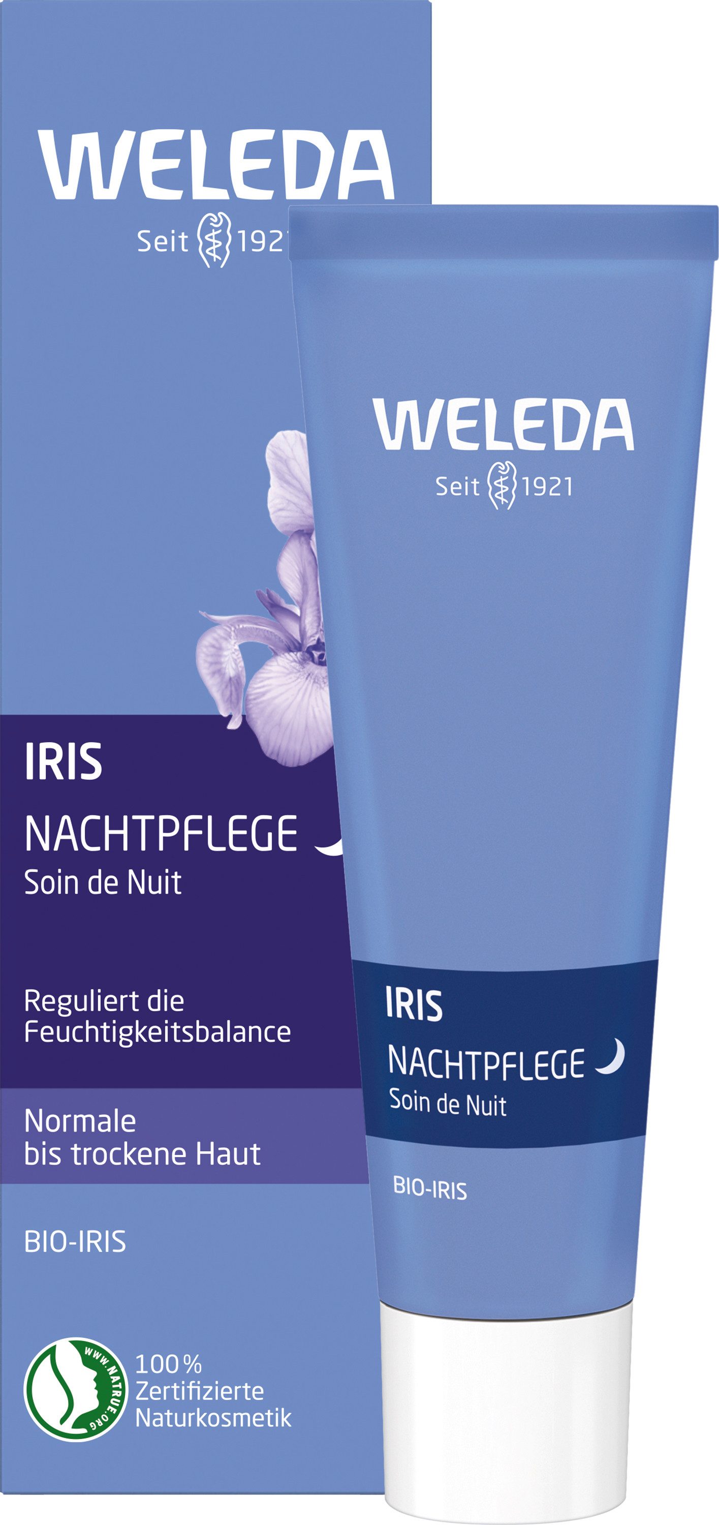 WELEDA Feuchtigkeitscreme Weleda Iris Nachtpflege, für normale bis Mischhaut, feuchtigkeitsspendend, entspannend