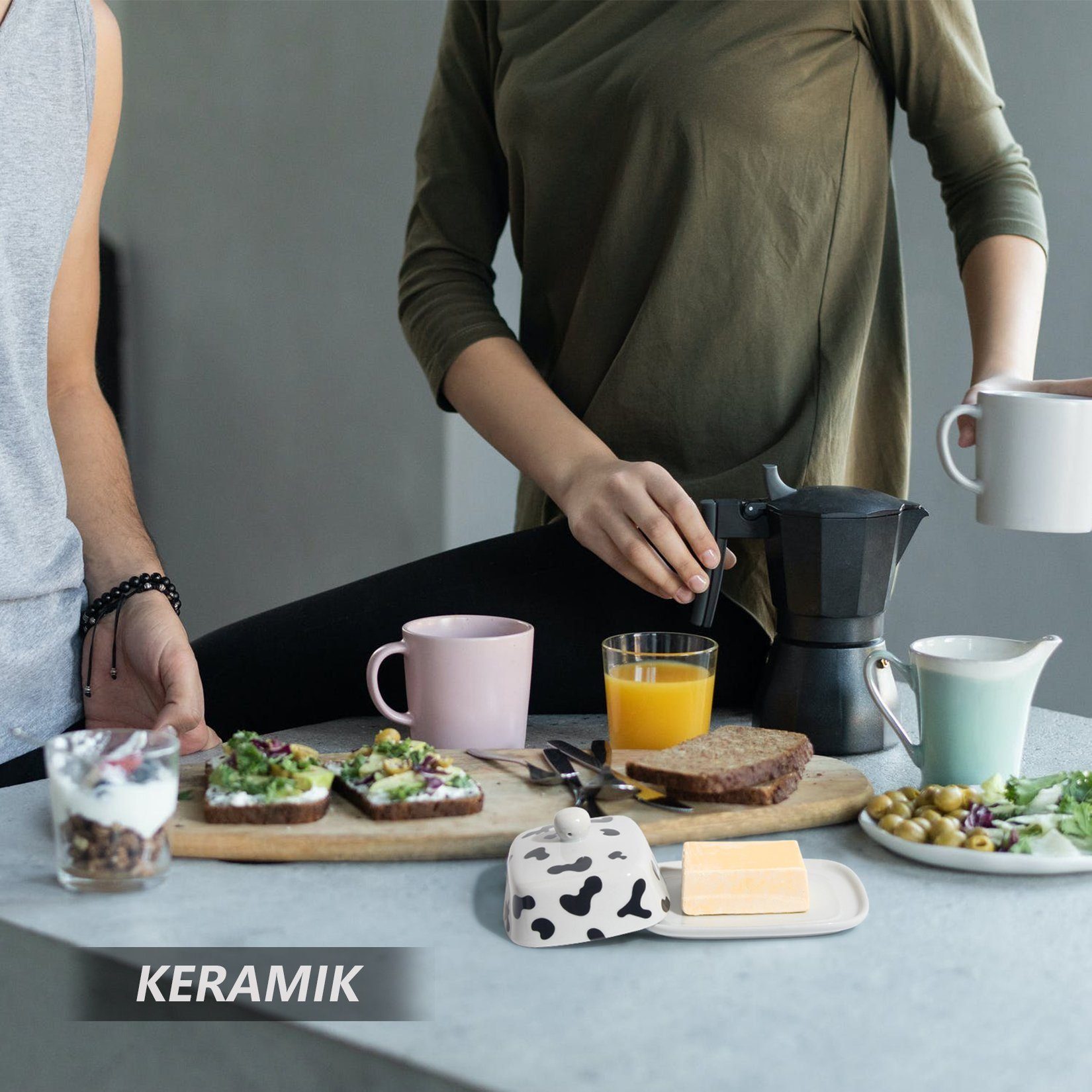 Zedelmaier Butterdose Butterdose aus Keramik,Butterschale Porzellan für Butter(250g), (Set, HYH003), Klimafreundlich, leicht zu reinigen und praktisch – Bild 5 von 5
