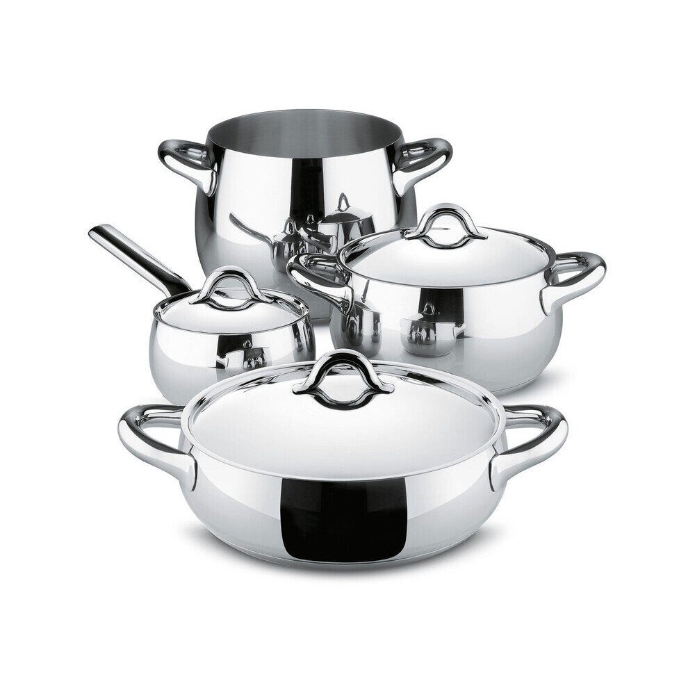 Alessi Topf-Set Topf-Set 7-tlg. Mami edelstahl, Edelstahl (Gläserset, 2x Sektglas), 18/10 Edelstahl, Ø20cm, spülmaschinenfest