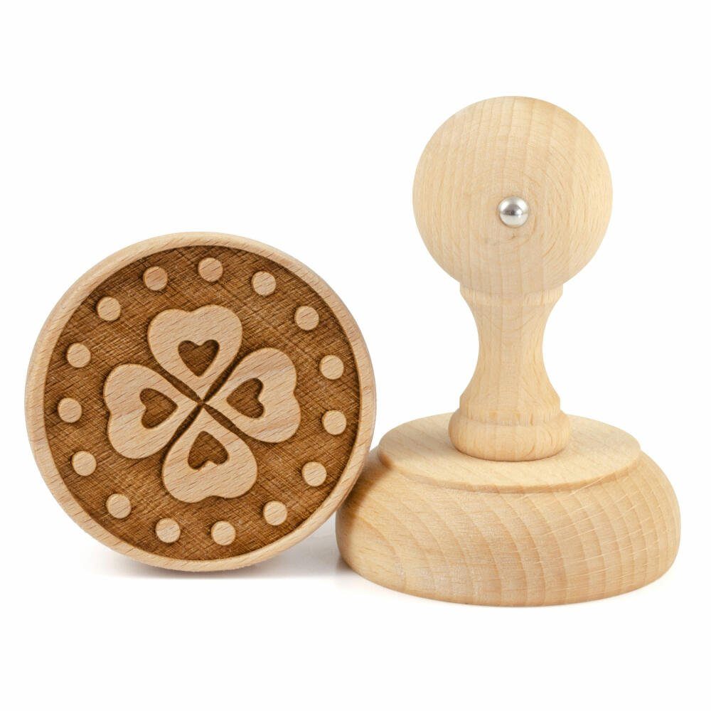 folkroll Gebäckstempel Kleeblatt Ø 60 mm, Buchenholz