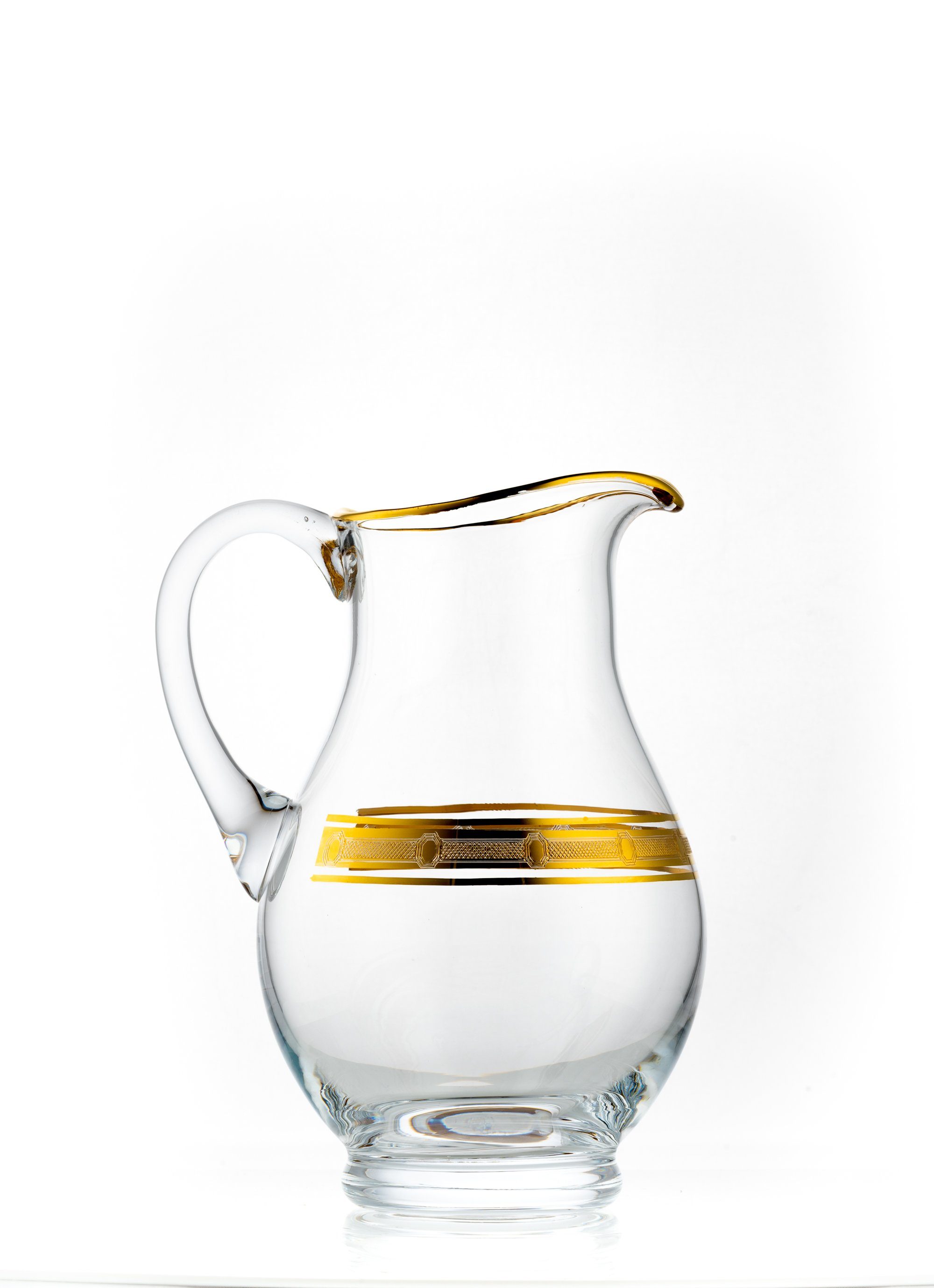 Crystalex Gläser-Set Wassergläser Karaffe Lemonade Gold 7 teilig Set Kristallglas, 7-tlg., Kristallglas, Gravur, Goldrand