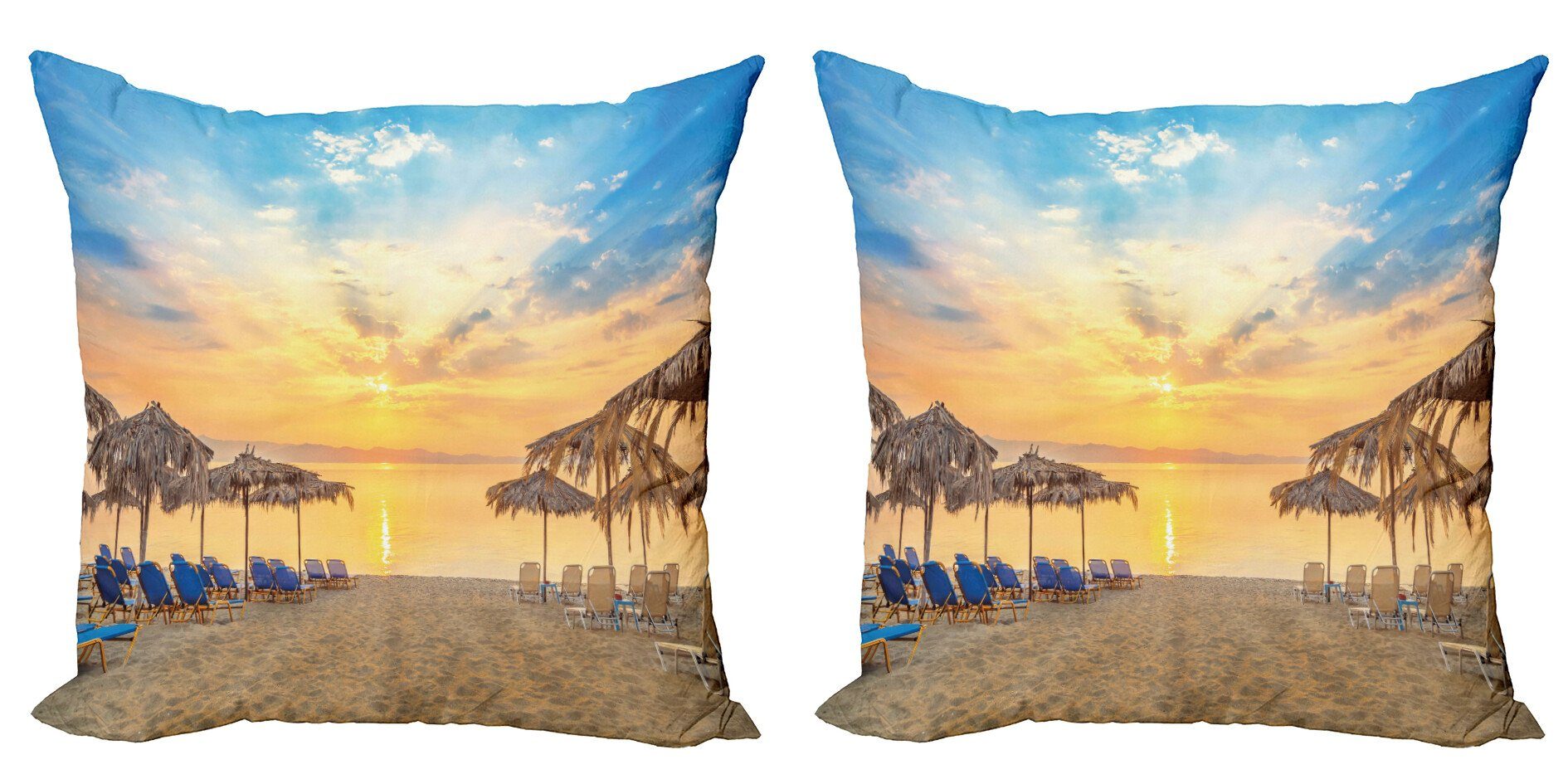 Doppelseitiger Modern mit Accent Beach Abakuhaus Digitaldruck, (2 Sommer Kissenbezüge Sandy Sonnenaufgang Stück),