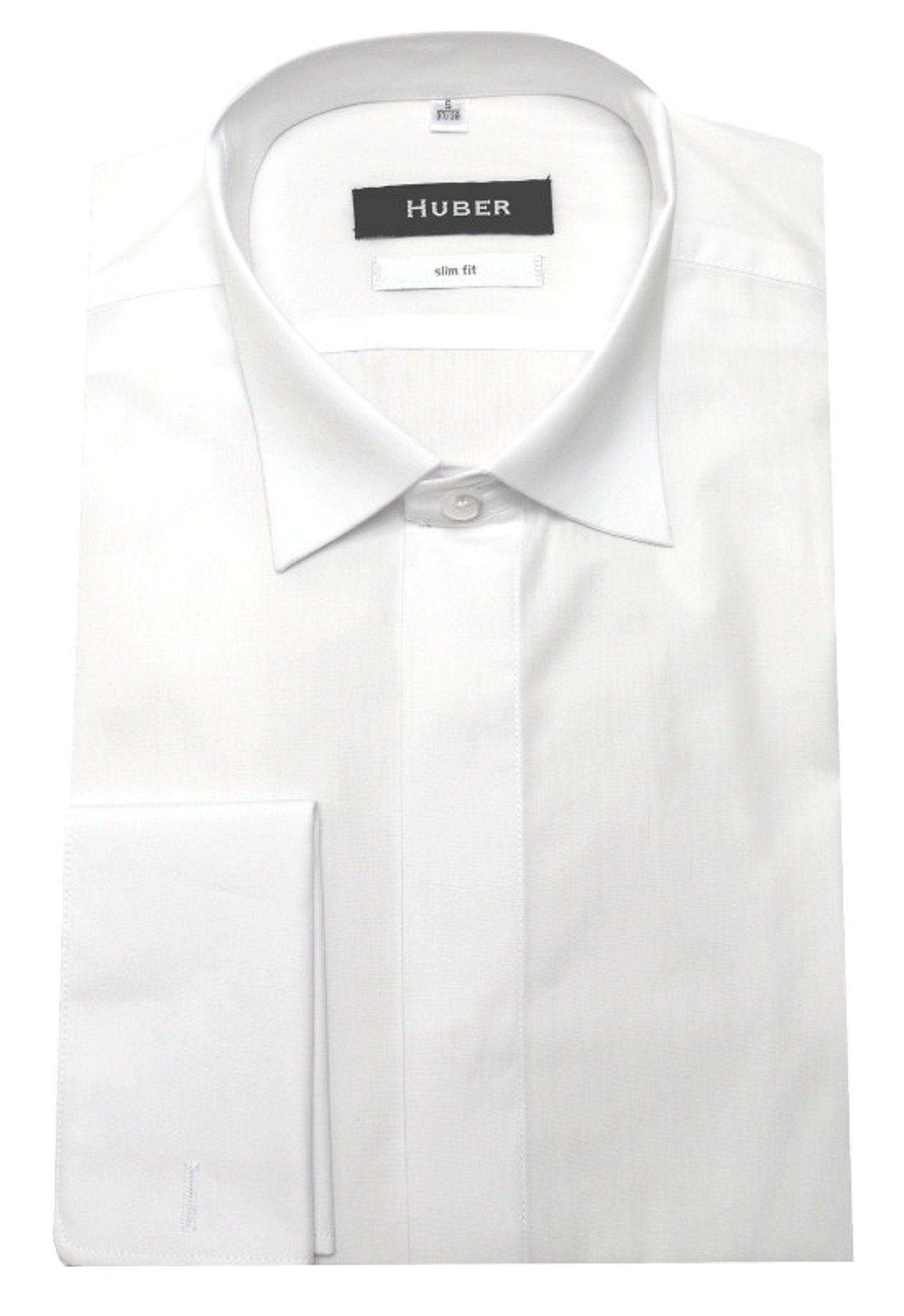 Huber Hemden Smokinghemd HU-0351 Slim Fit-Tailliert schlanke Form Kläppchenkragen Umschlagmanschette