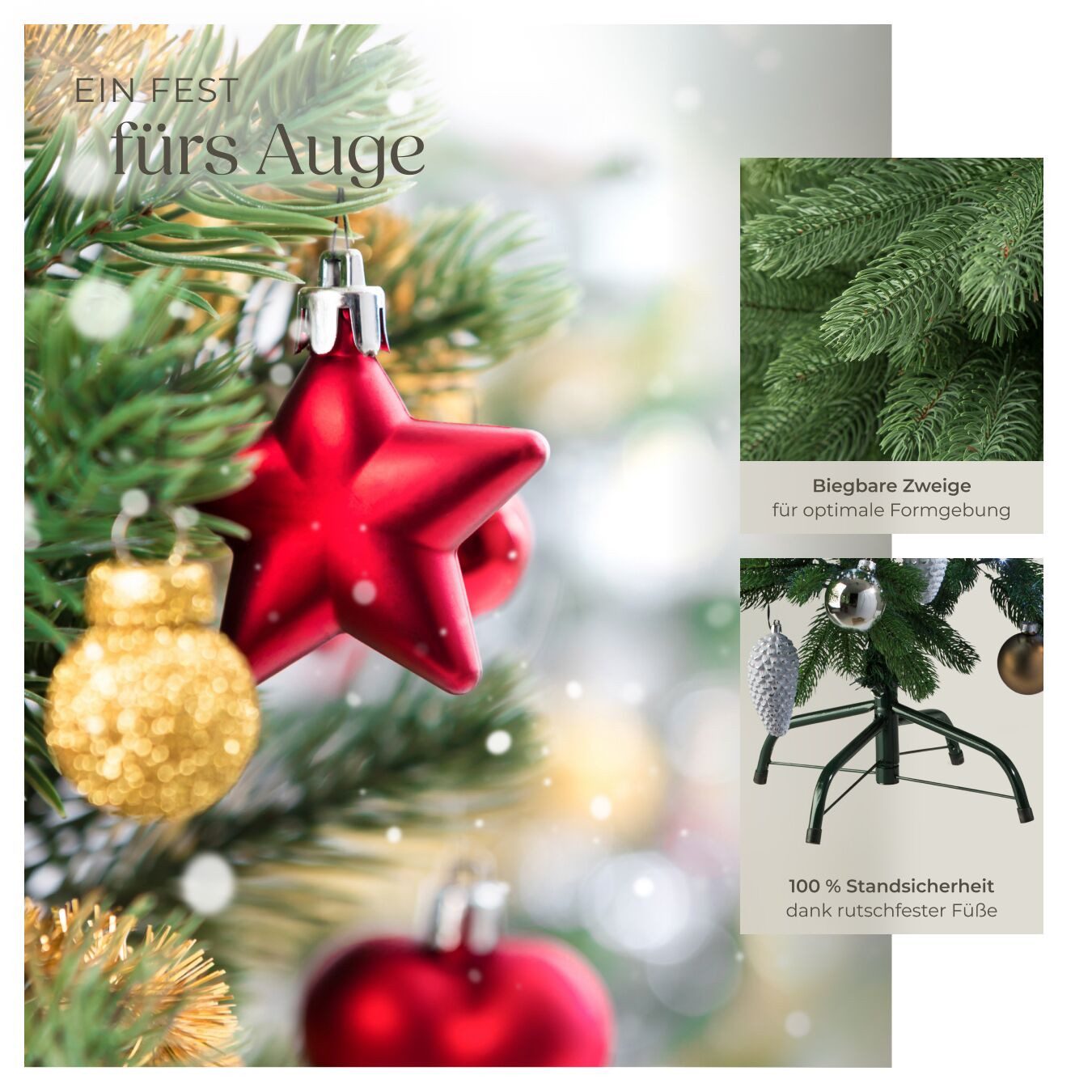 tectake Künstlicher Weihnachtsbaum Christbaum künstlich Tannenbaum 140-180cm Grün, Undekorierter/Unbeleuchteter Baum, verschiedene Größen, künstlich, Spritzguss