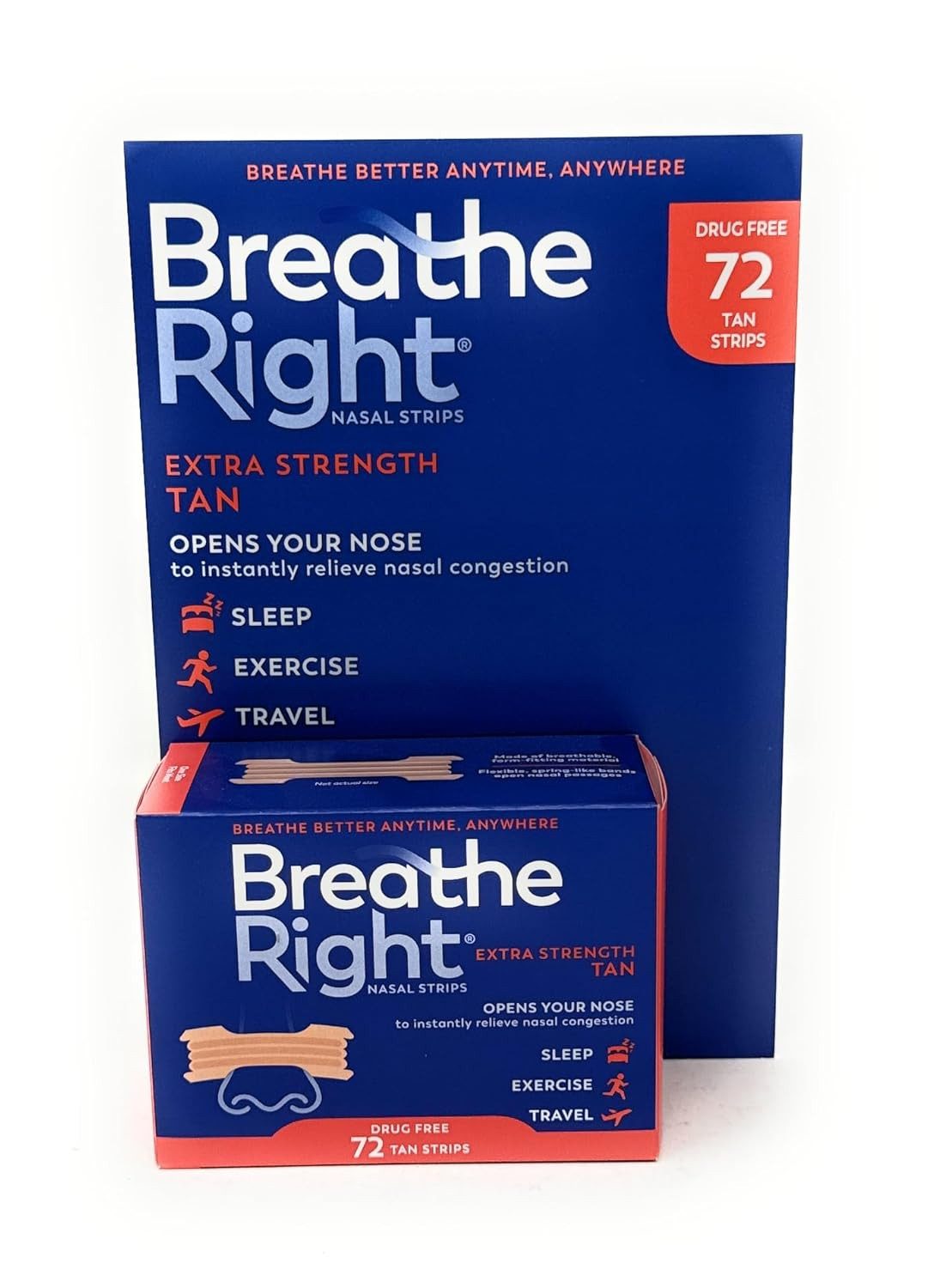 Breathe Right Nasenpflaster Breathe Right Nasal Strips, 26 oder 72 Streifen, Drug Free (72 St)