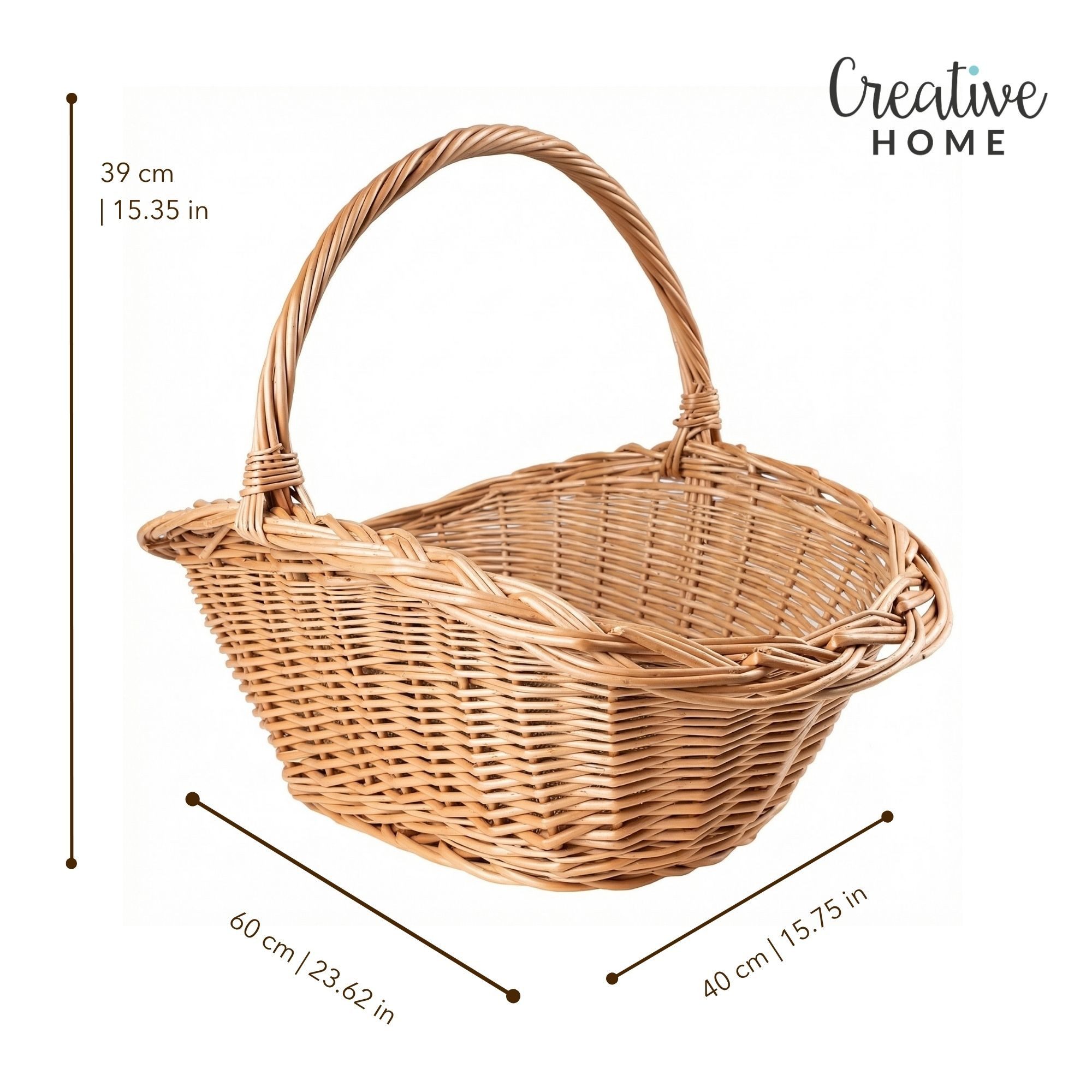 Creative Home Weidenkorb Holztrage Rattan Kaminholzkorb Kaminkorb Tragekorb