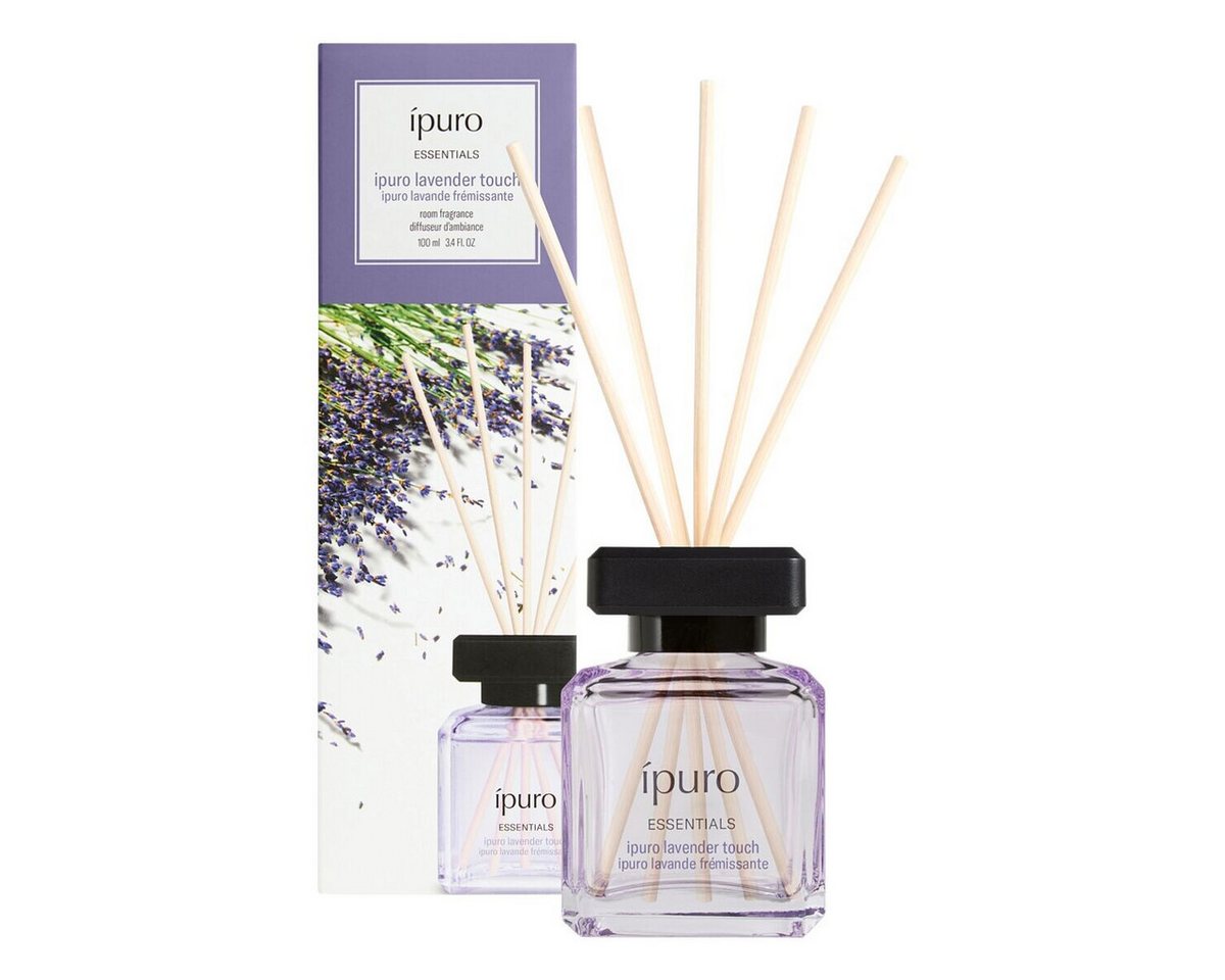 IPURO Raumduft Lavender Touch, 100 ml, Glasflakon mit Rattan-Holzstäbchen