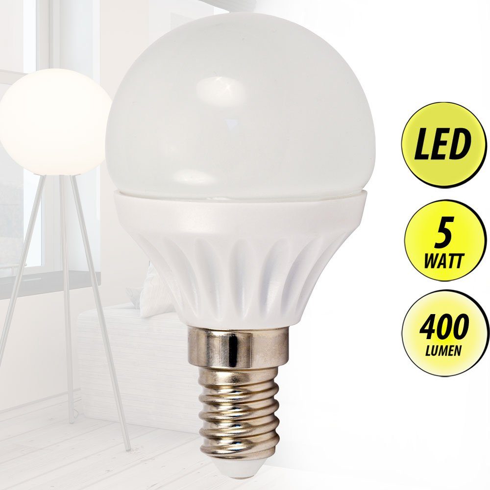 Globo LED-Leuchtmittel, LED Leuchtmittel 5 Watt warm weiss Beleuchtung E14 Kugel Lampe 400