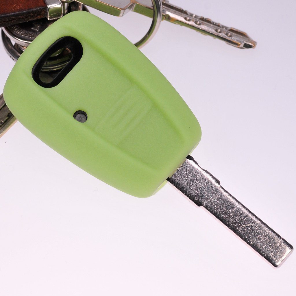 mt-key Schlüsseltasche Autoschlüssel Softcase Silikon FIAT Funk Stilo Grün, Schutzhülle Punto Fernbedienung 1 für Brava Panda Bravo fluoreszierend Tasten