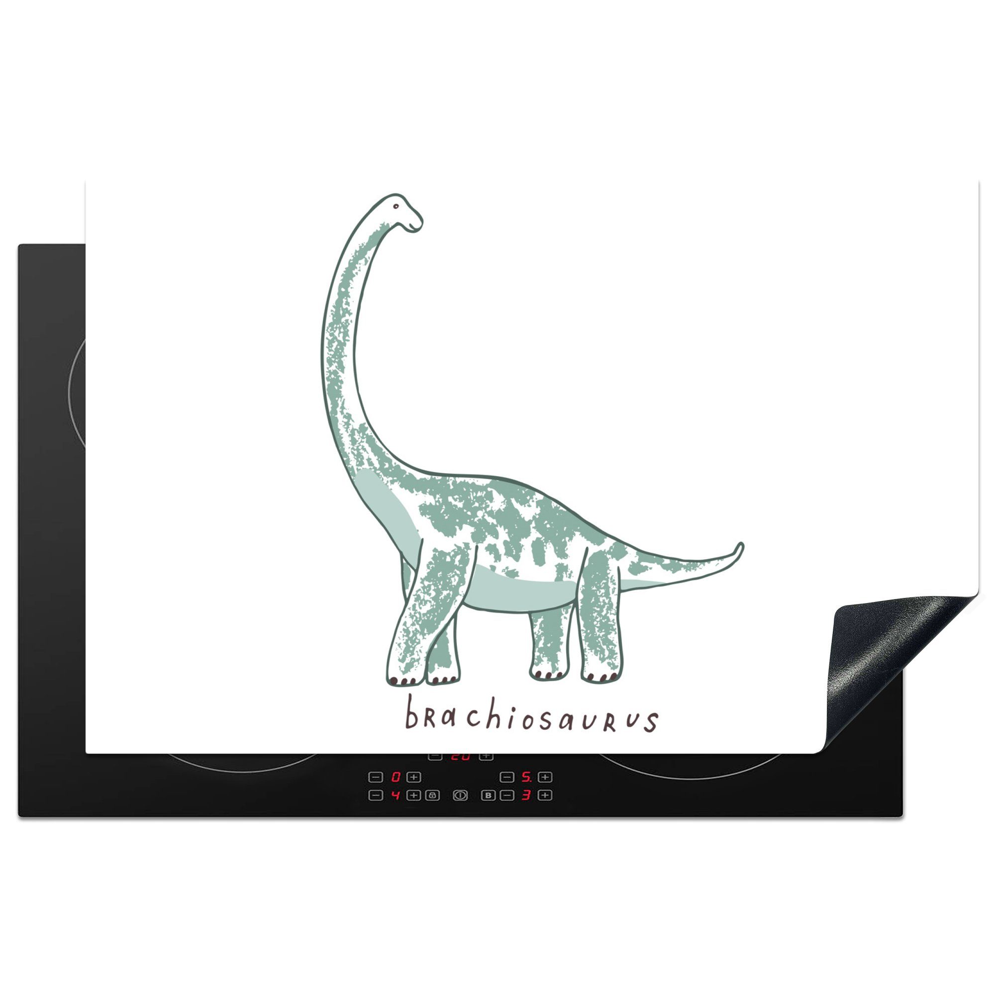 MuchoWow Herdblende-/Abdeckplatte Kinderzimmer - Dinosaurier - Brachiosaurus - Jungen - Mädchen - Kind, Vinyl, (1 tlg), 81x52 cm, Induktionskochfeld Schutz für die küche, Ceranfeldabdeckung