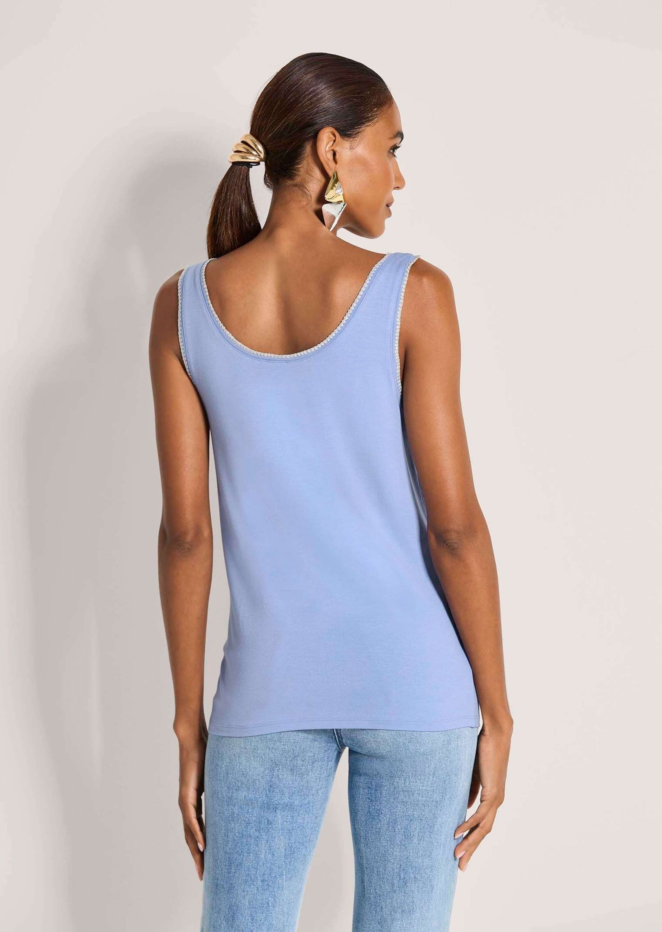 MADELEINE Shirttop Elegantes Jerseytop mit Glanzakzenten Viskosetop mit breiten Trägern und V-Ausschnitt