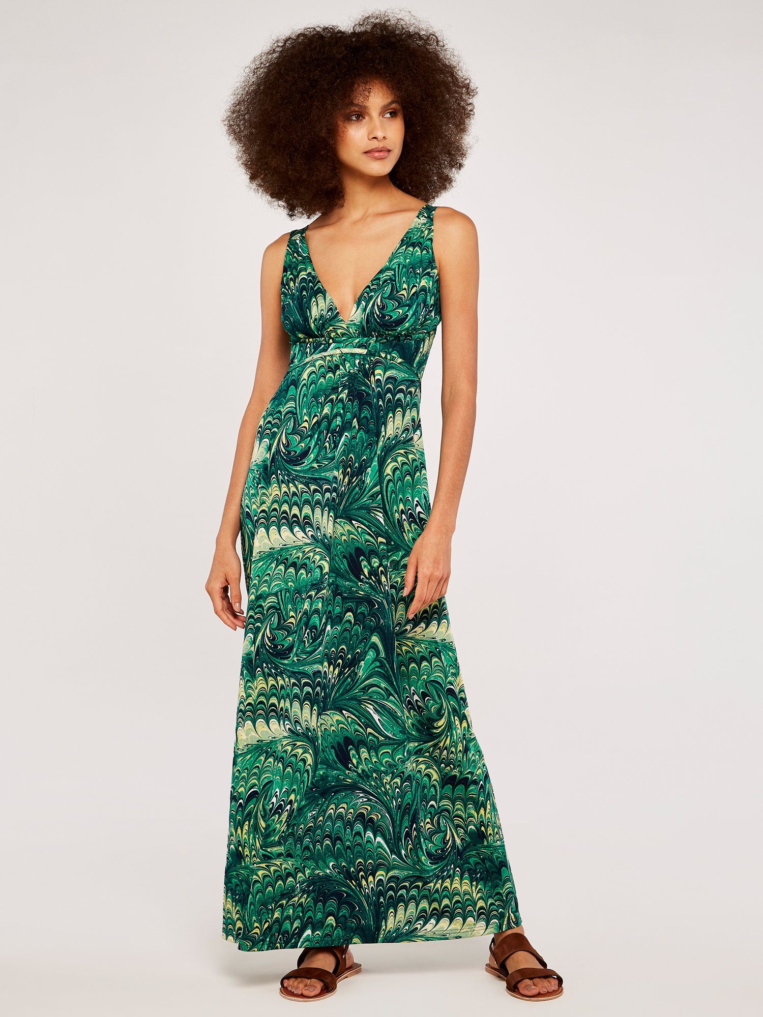 Apricot Maxikleid Marmoriertes Maxikleid (1-tlg) mit Taillenband günstig online kaufen