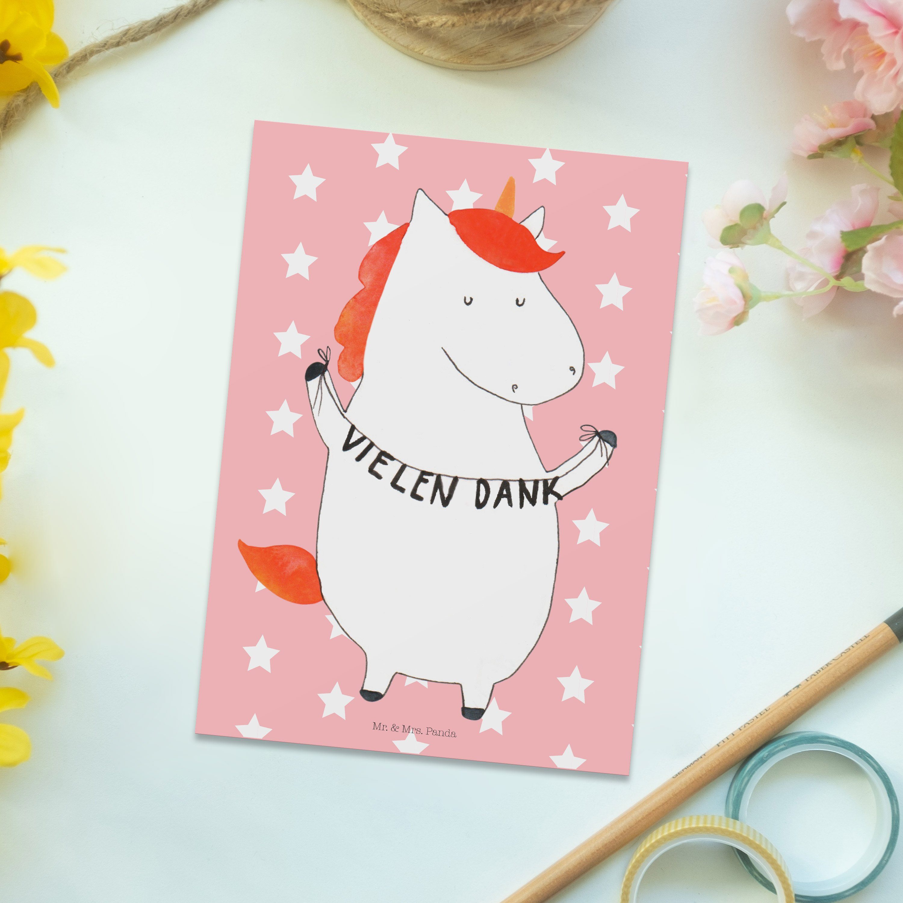 Rot Vielen Einhorn Karte Geburtstagskarte, Mrs. Dank - Geschenk, Panda & - Postkarte Mr. Pastell